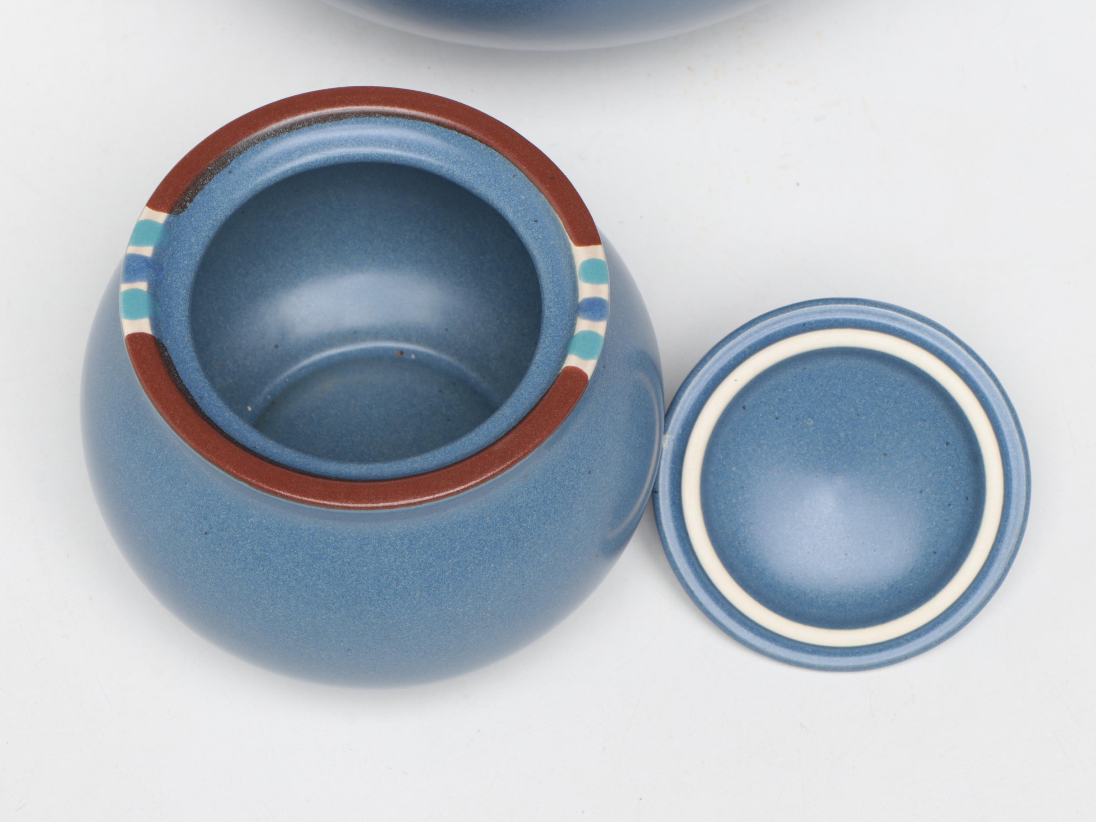 Dansk Ceramic Cup, Sugar Bowl, Creamer, and Serving Bowl