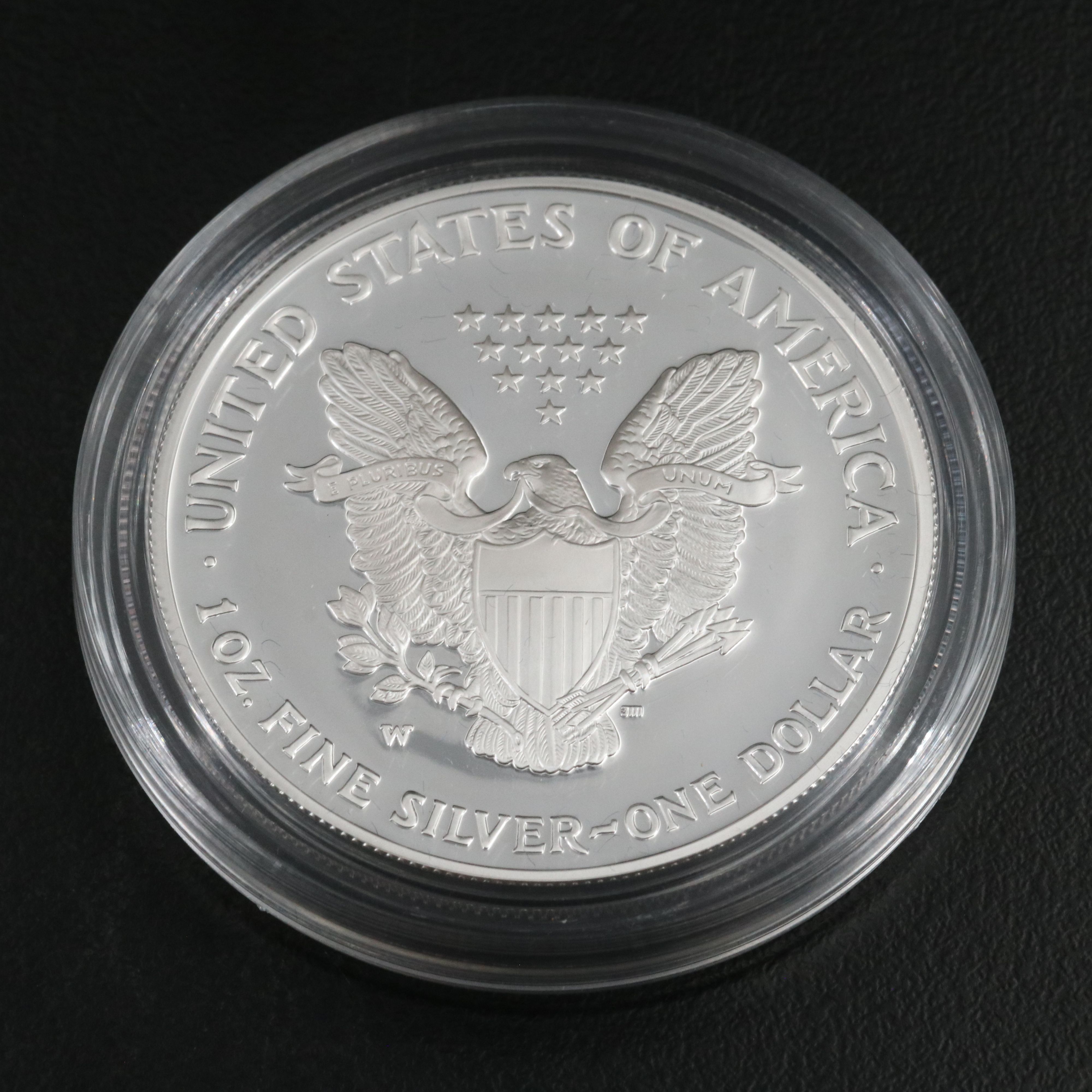 Three United States Proof Silver Eagles 2003, 2004, and 2005