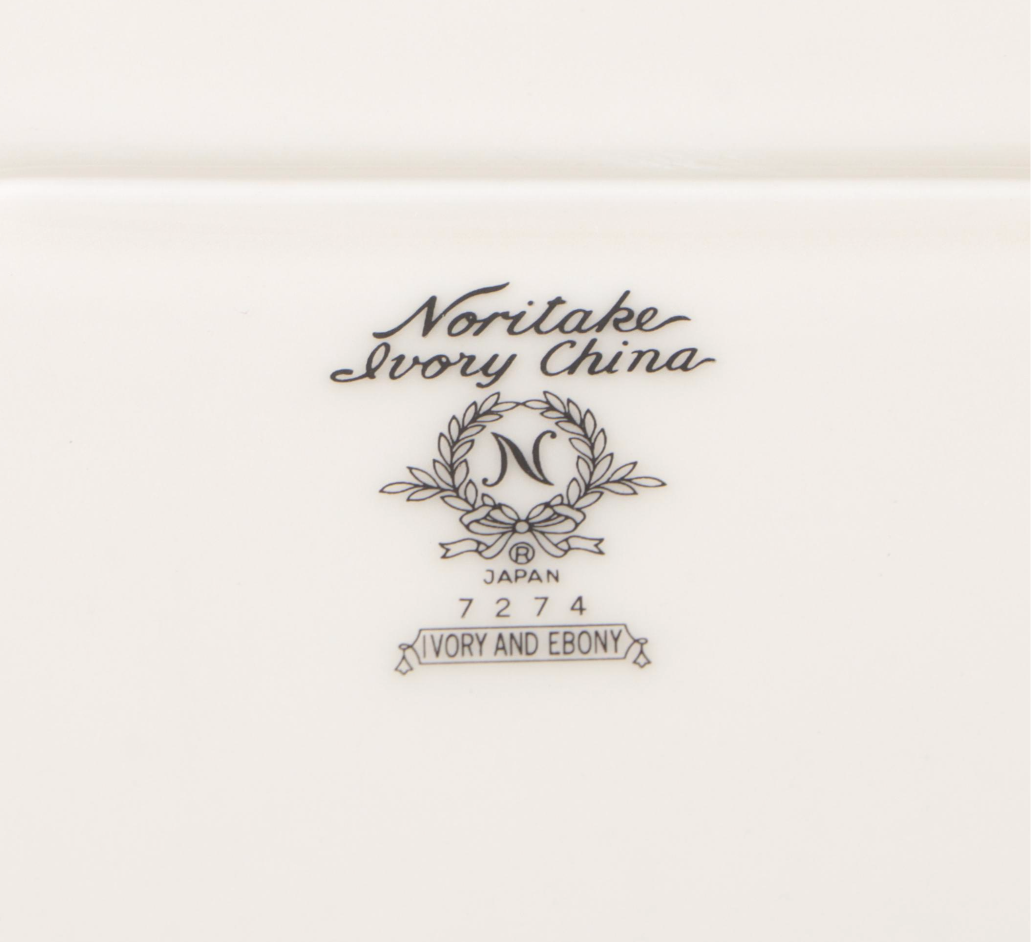 Noritake "Ivory & Ebony" Porcelain Vegetable Bowl and Oval Platter, Late 20th C.