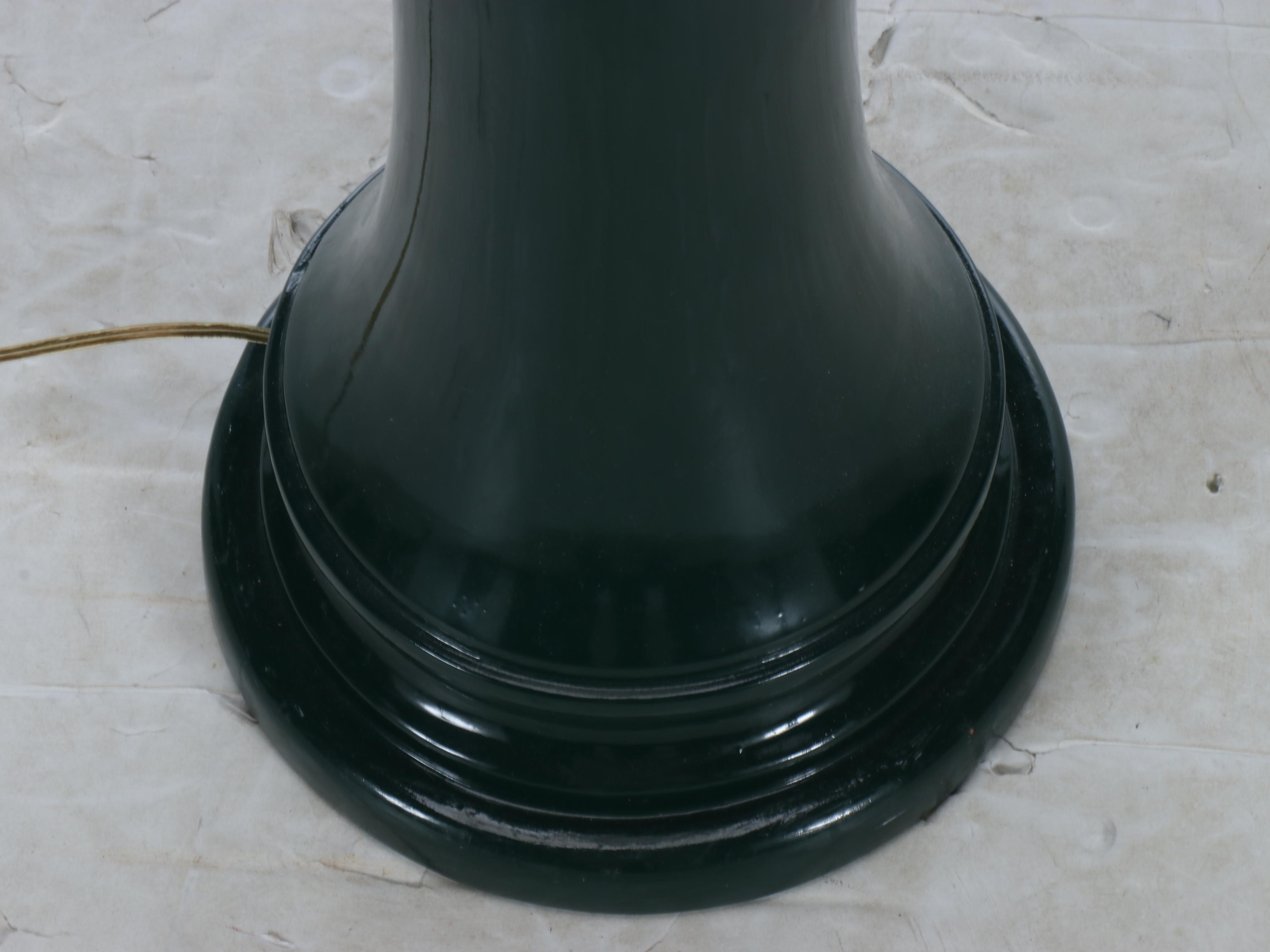 Deco Revival Black Ceramic Floor Lamp with Blue Cotton Coolie Shade