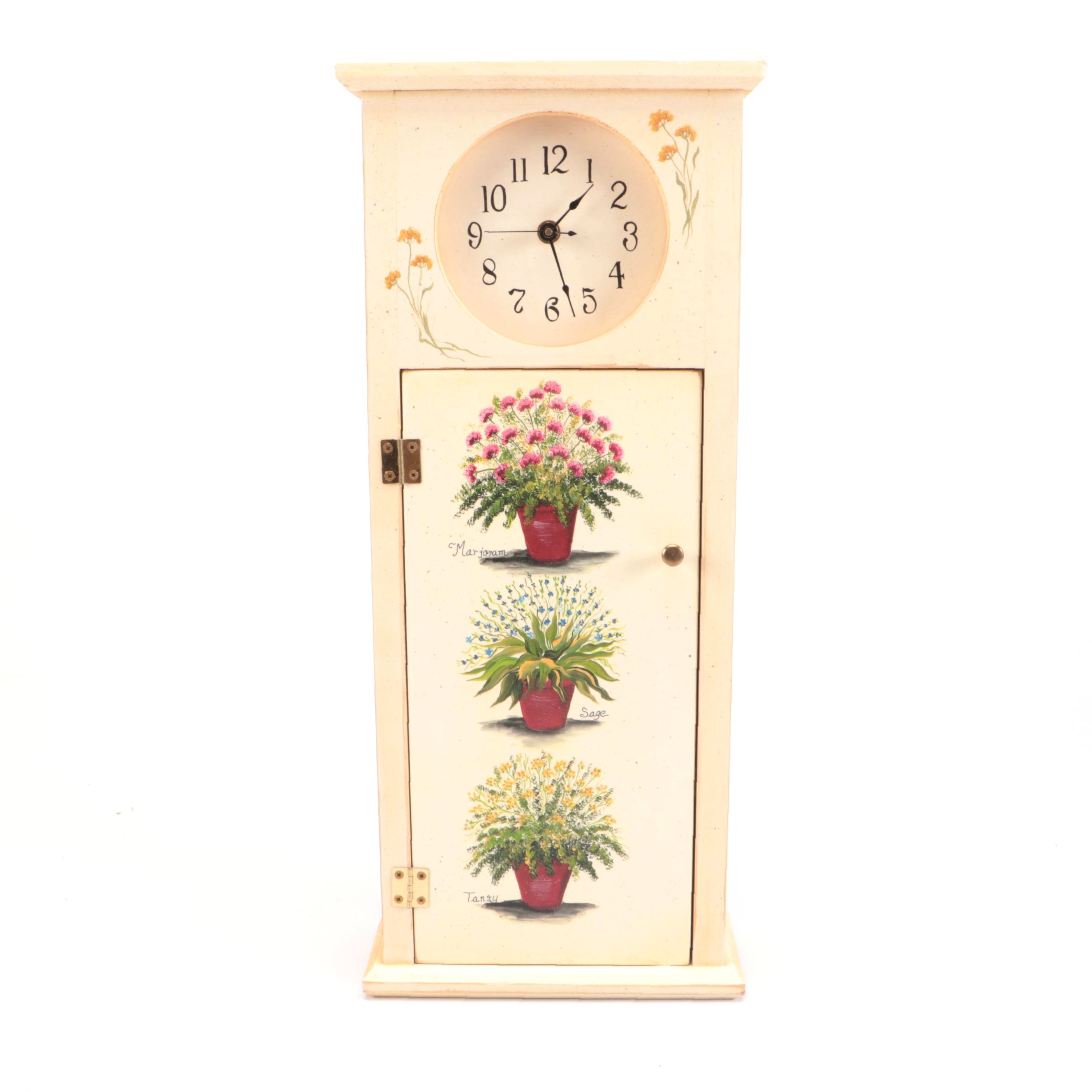 Designs by Jean Oates Painted Wood Cupboard with Clock