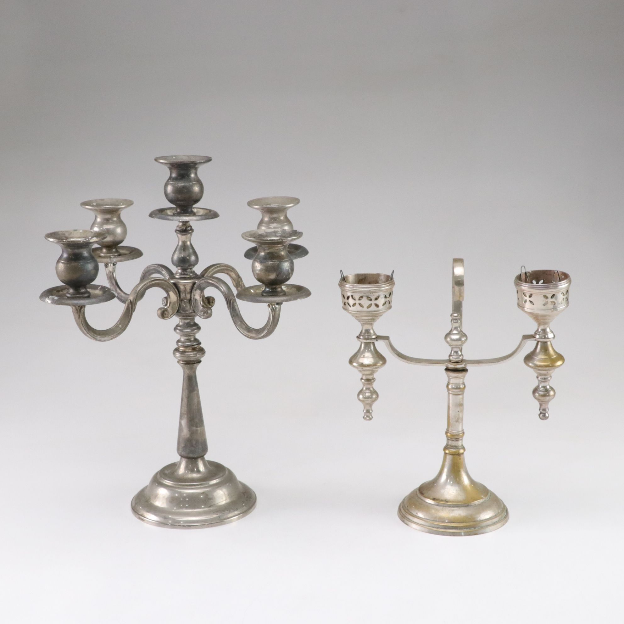 Hollywood Regency Style Silver Plate Candelabras