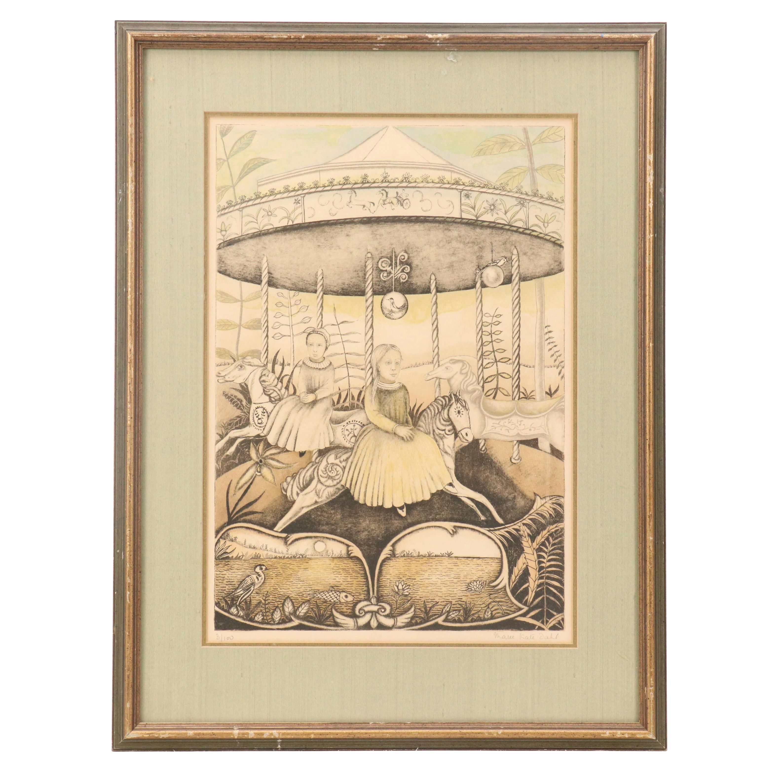 Marie-Kate Dahl Lithograph "Le Manège Enchanté," 1970