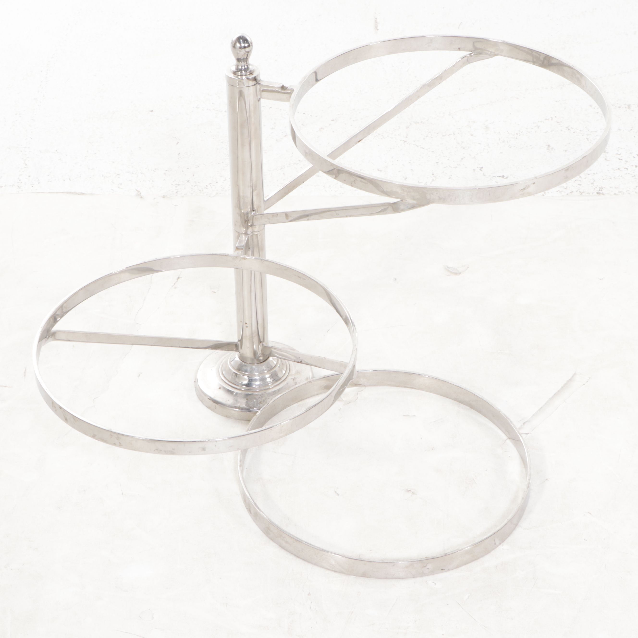 Pair of Nickel Finished Metal Three-Tiered Serving Stands