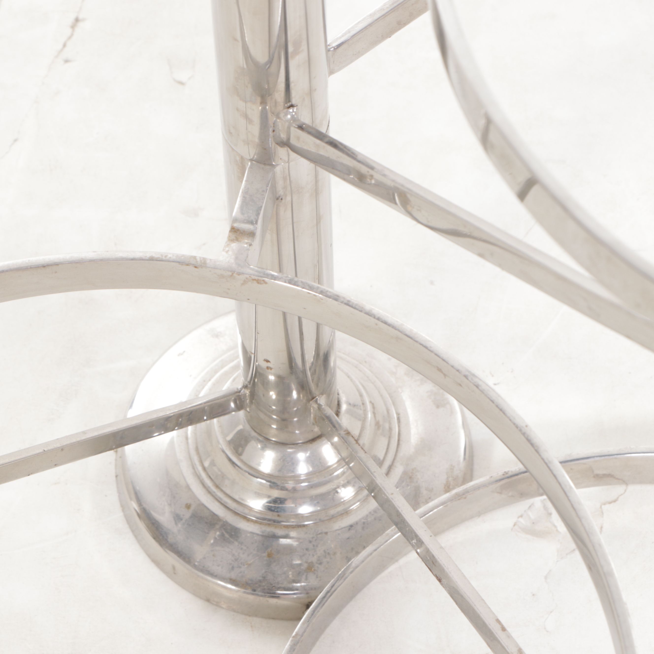 Pair of Nickel Finished Metal Three-Tiered Serving Stands