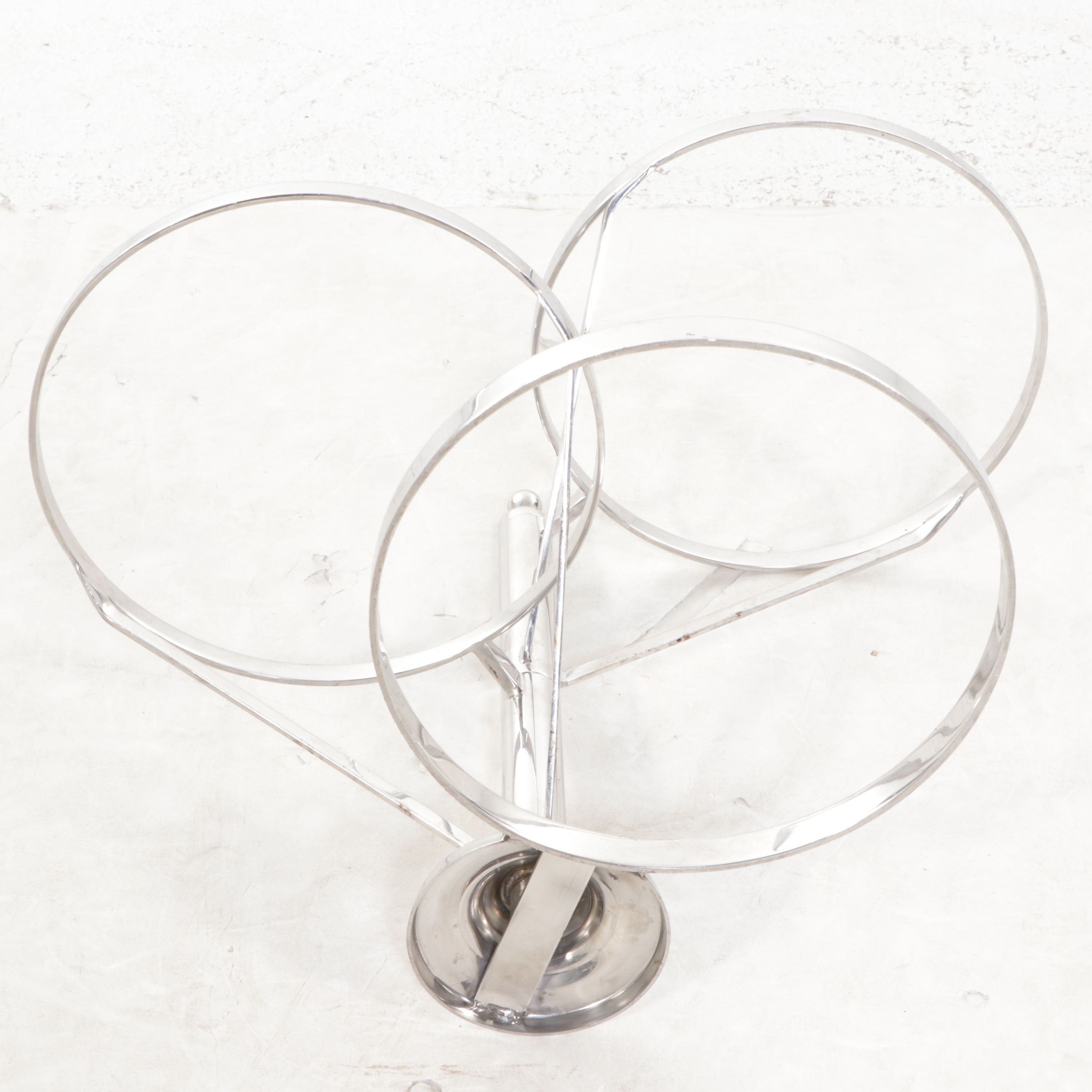 Pair of Nickel Finished Metal Three-Tiered Serving Stands