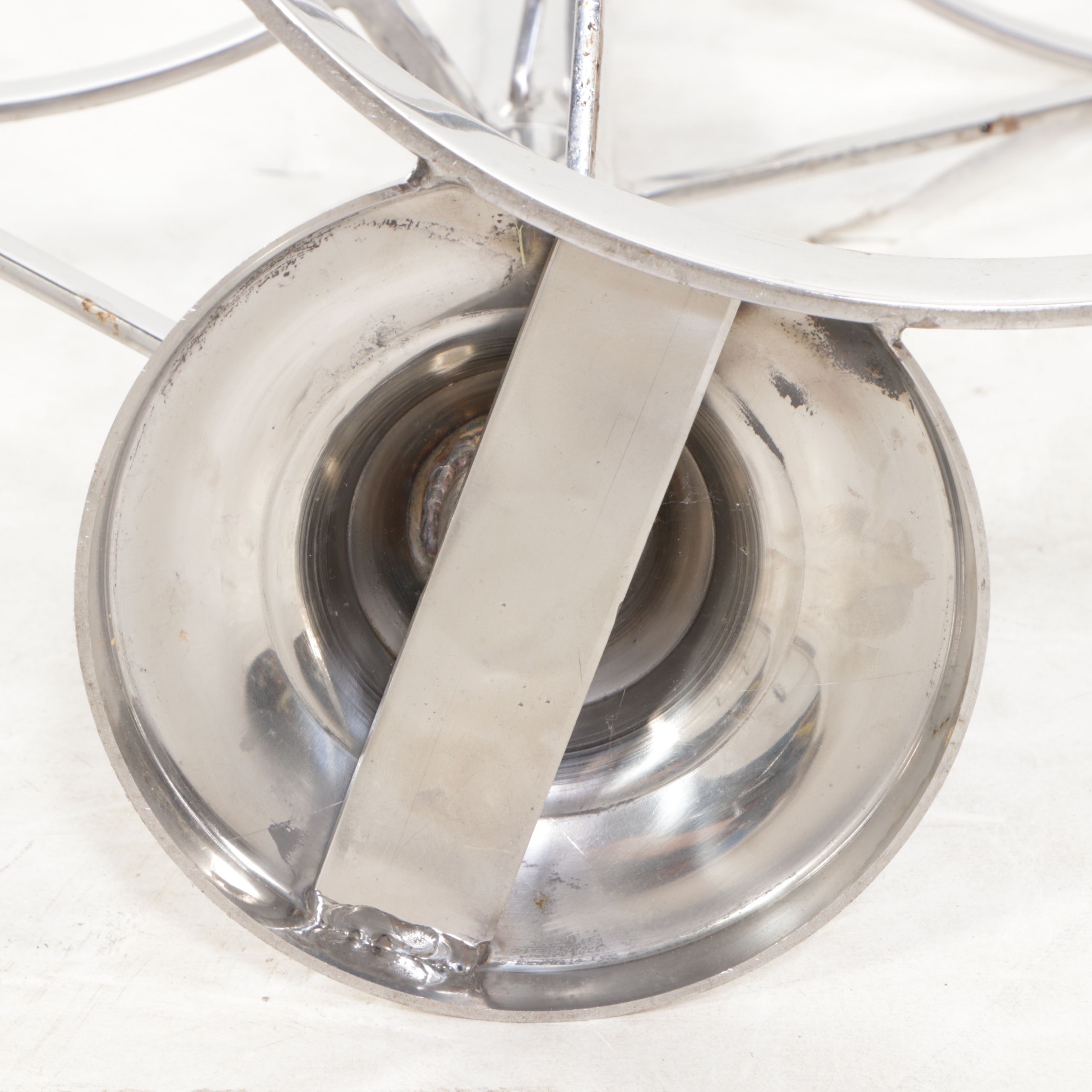 Pair of Nickel Finished Metal Three-Tiered Serving Stands