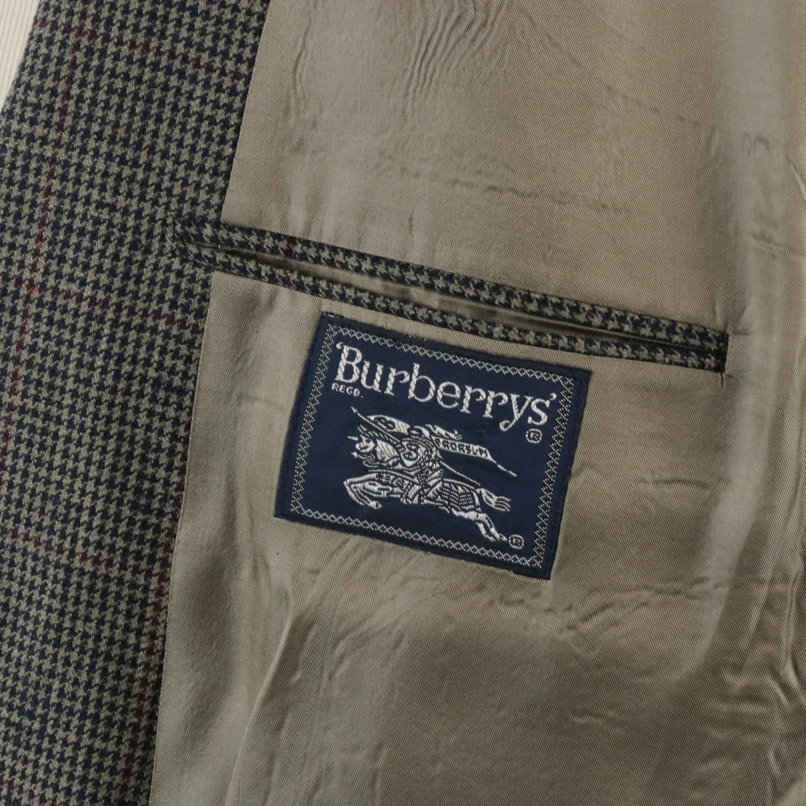 Men's Burberrys Vintage Plaid Houndstooth Silk/Wool Blazer