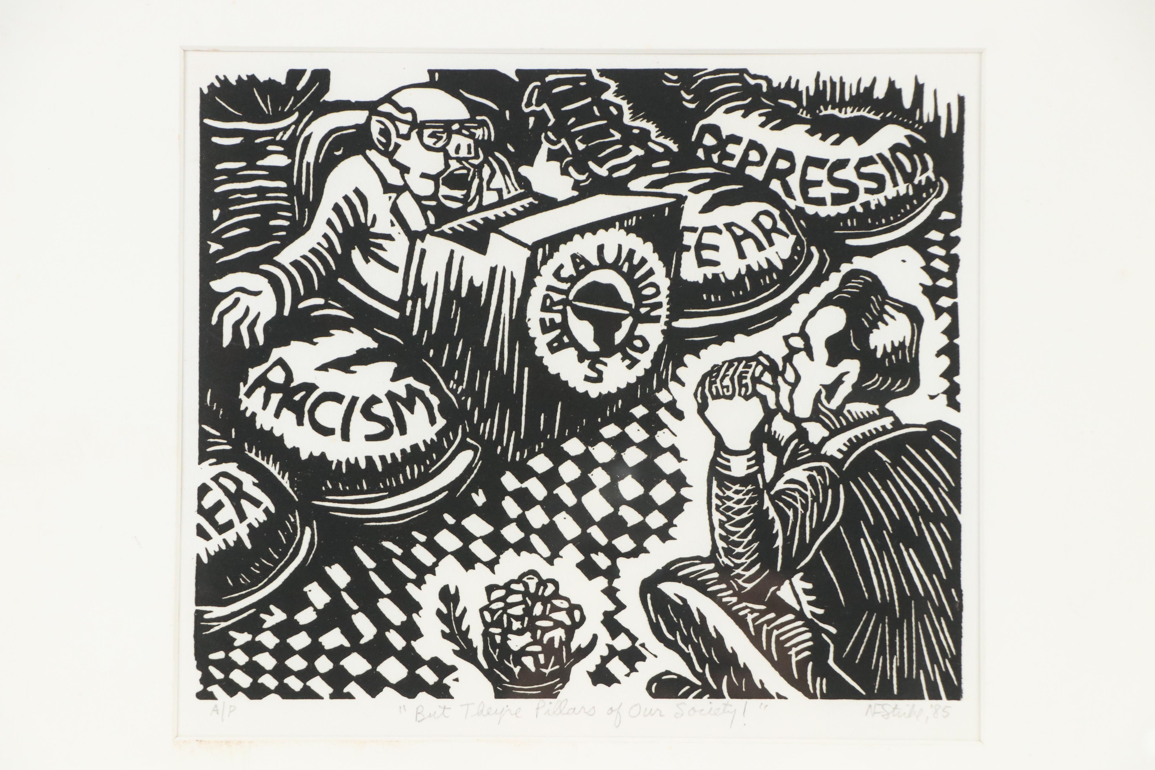 Relief Print "But They're Pillars of Our Society!" 1985