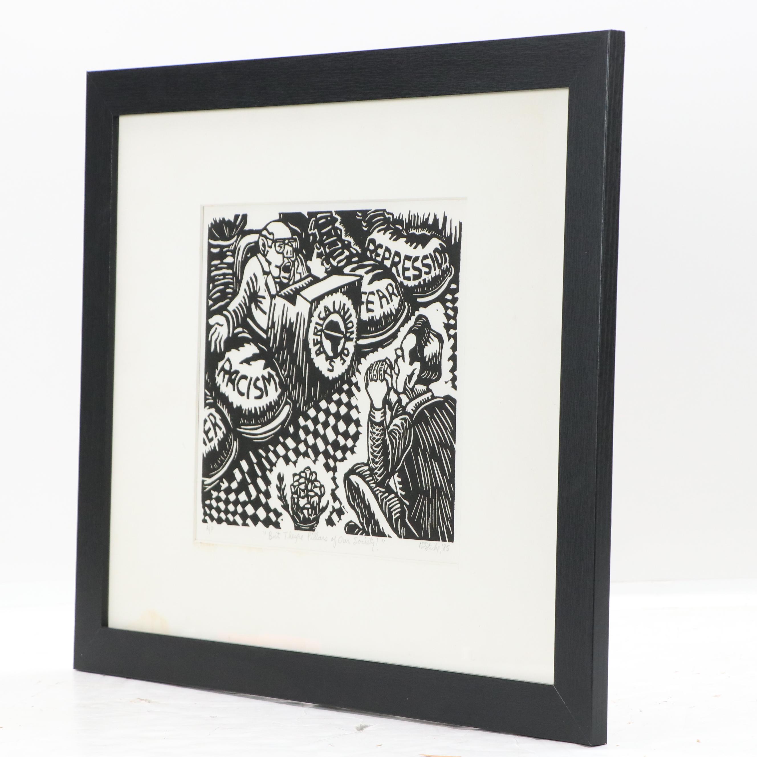 Relief Print "But They're Pillars of Our Society!" 1985