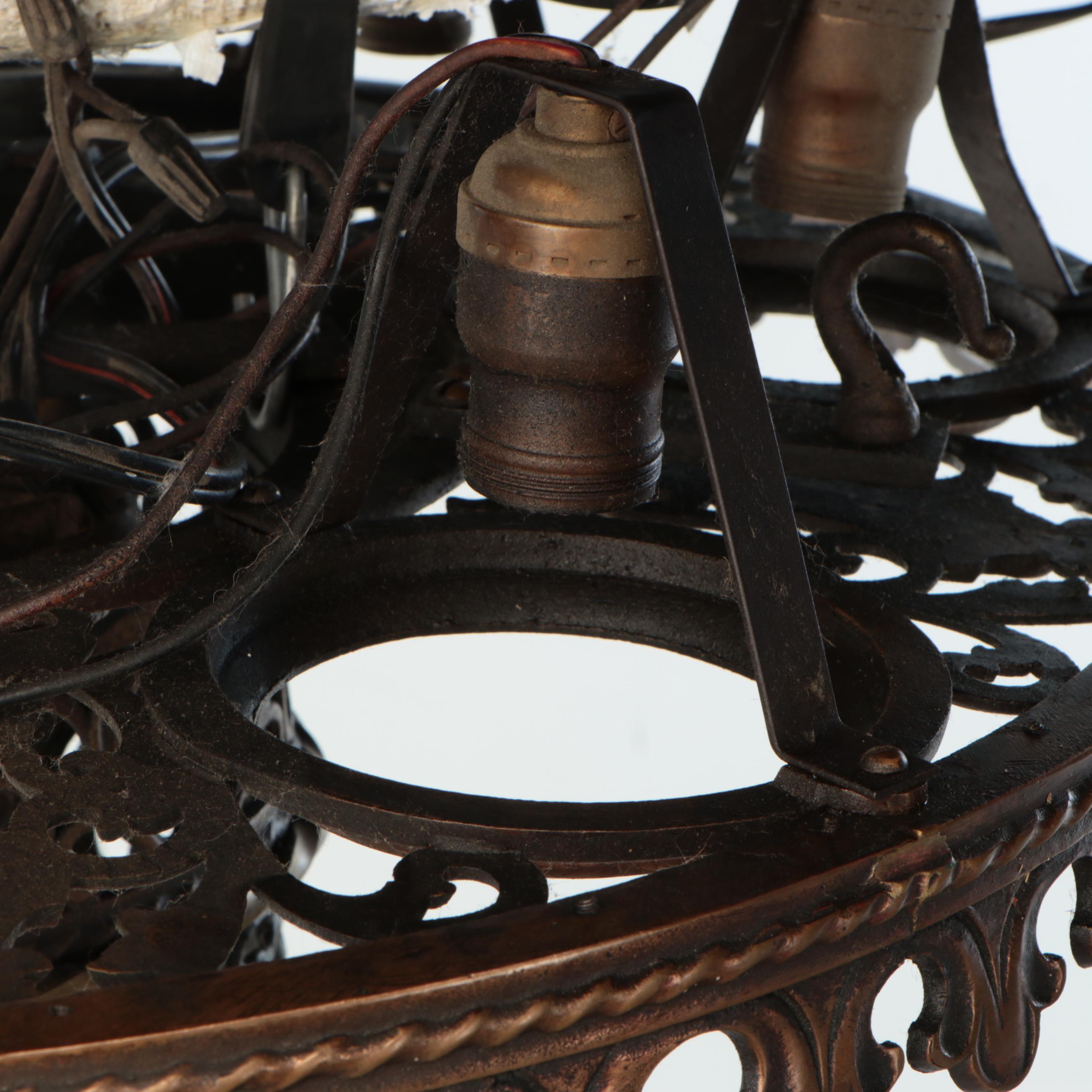 Beaux Arts Openwork Bachanalia Pendant Light with Polychrome Accents