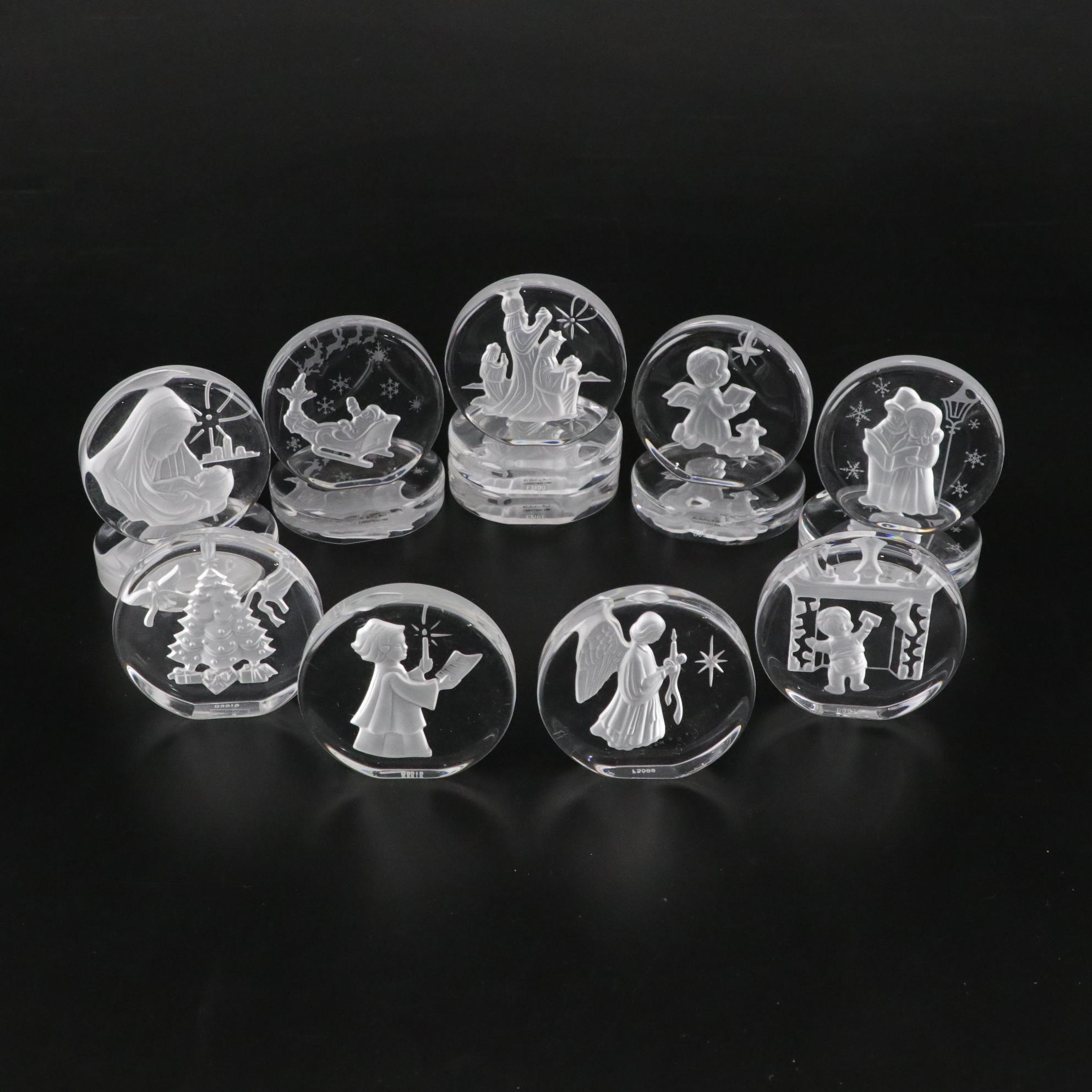 Danbury Mint Carved Crystal Christmas Sculptures