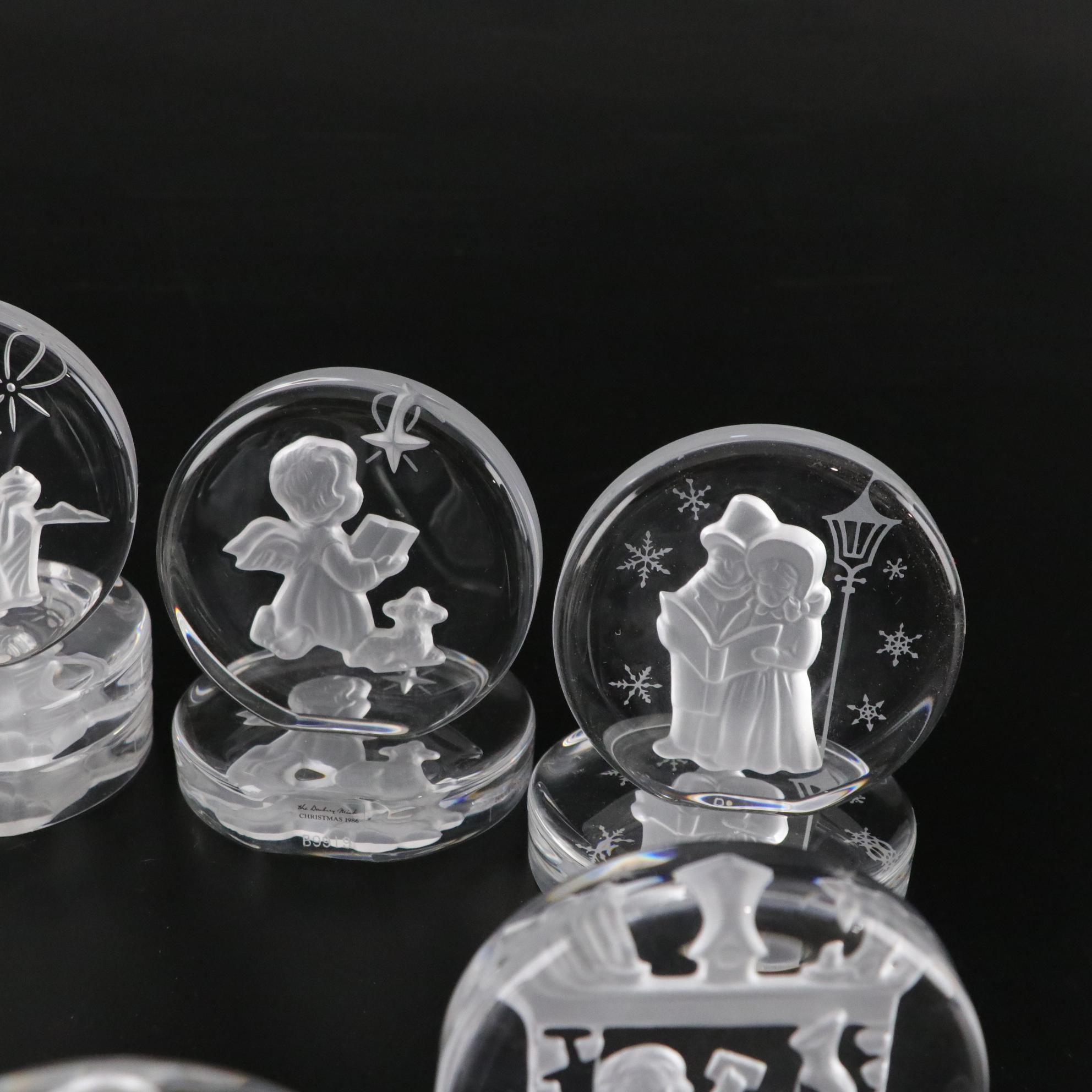 Danbury Mint Carved Crystal Christmas Sculptures