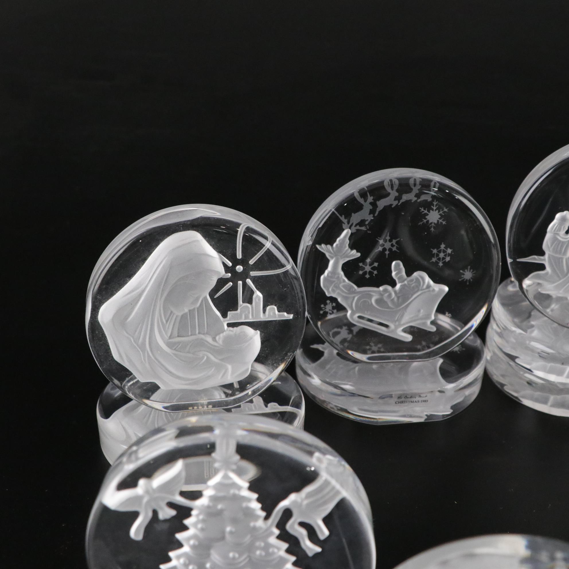 Danbury Mint Carved Crystal Christmas Sculptures