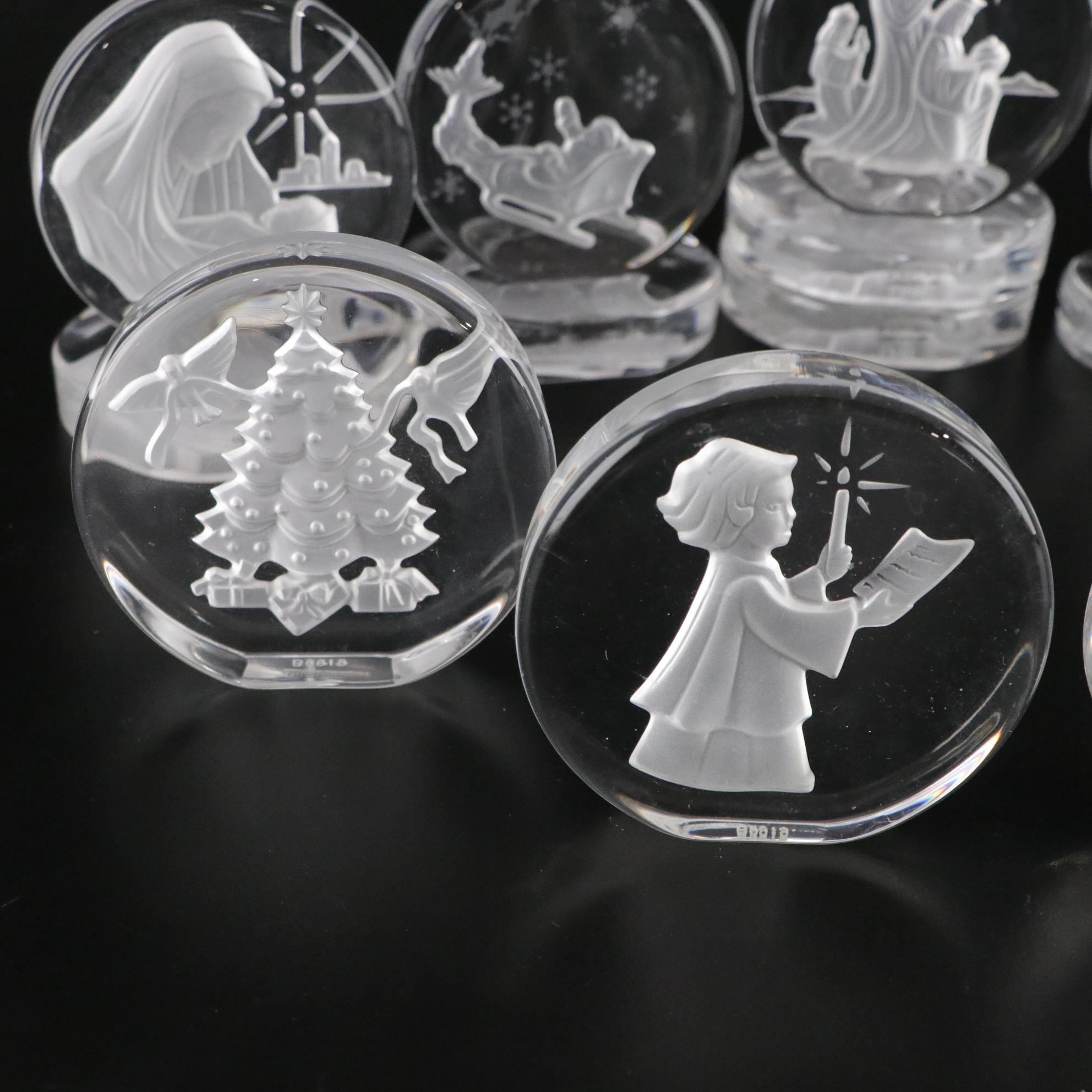 Danbury Mint Carved Crystal Christmas Sculptures