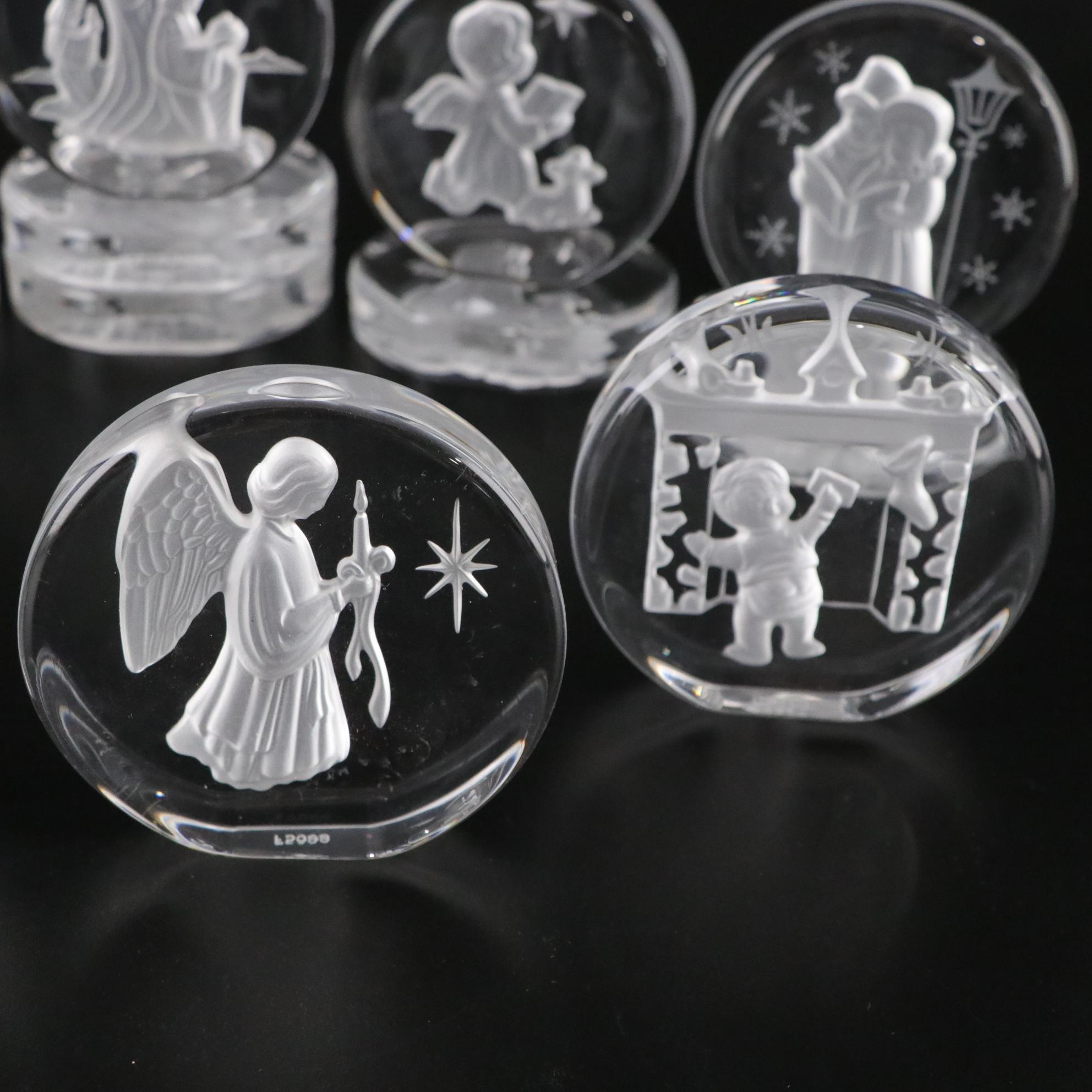 Danbury Mint Carved Crystal Christmas Sculptures