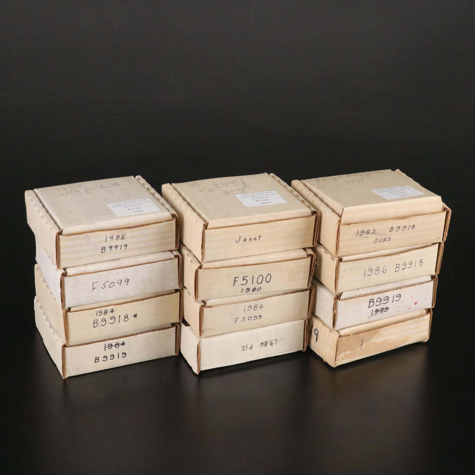 Danbury Mint Carved Crystal Christmas Sculptures