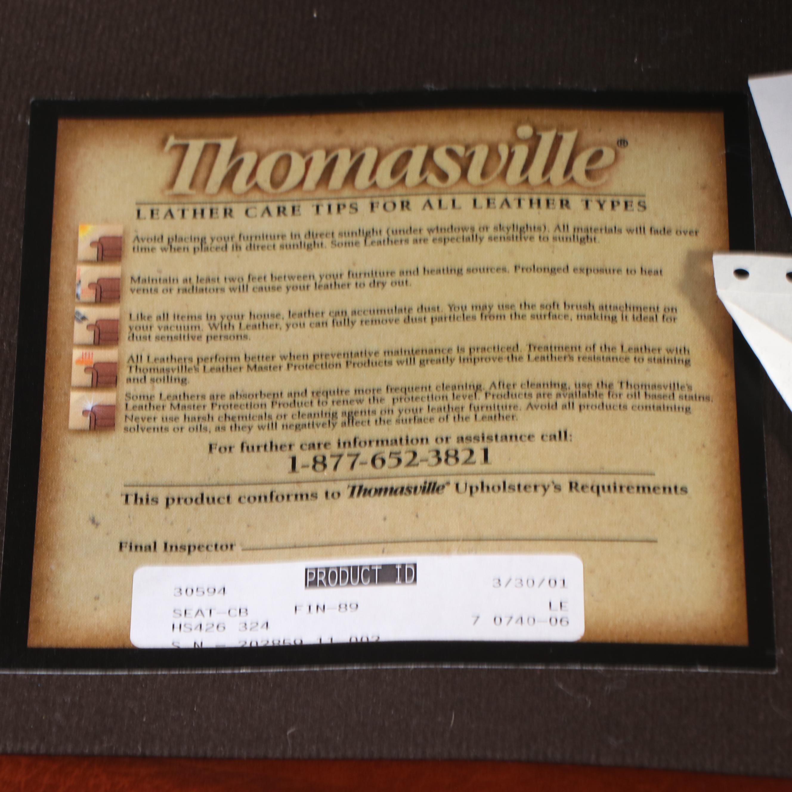 Thomasville Button-Tufted Leather Upholstered Club Chair and Ottoman