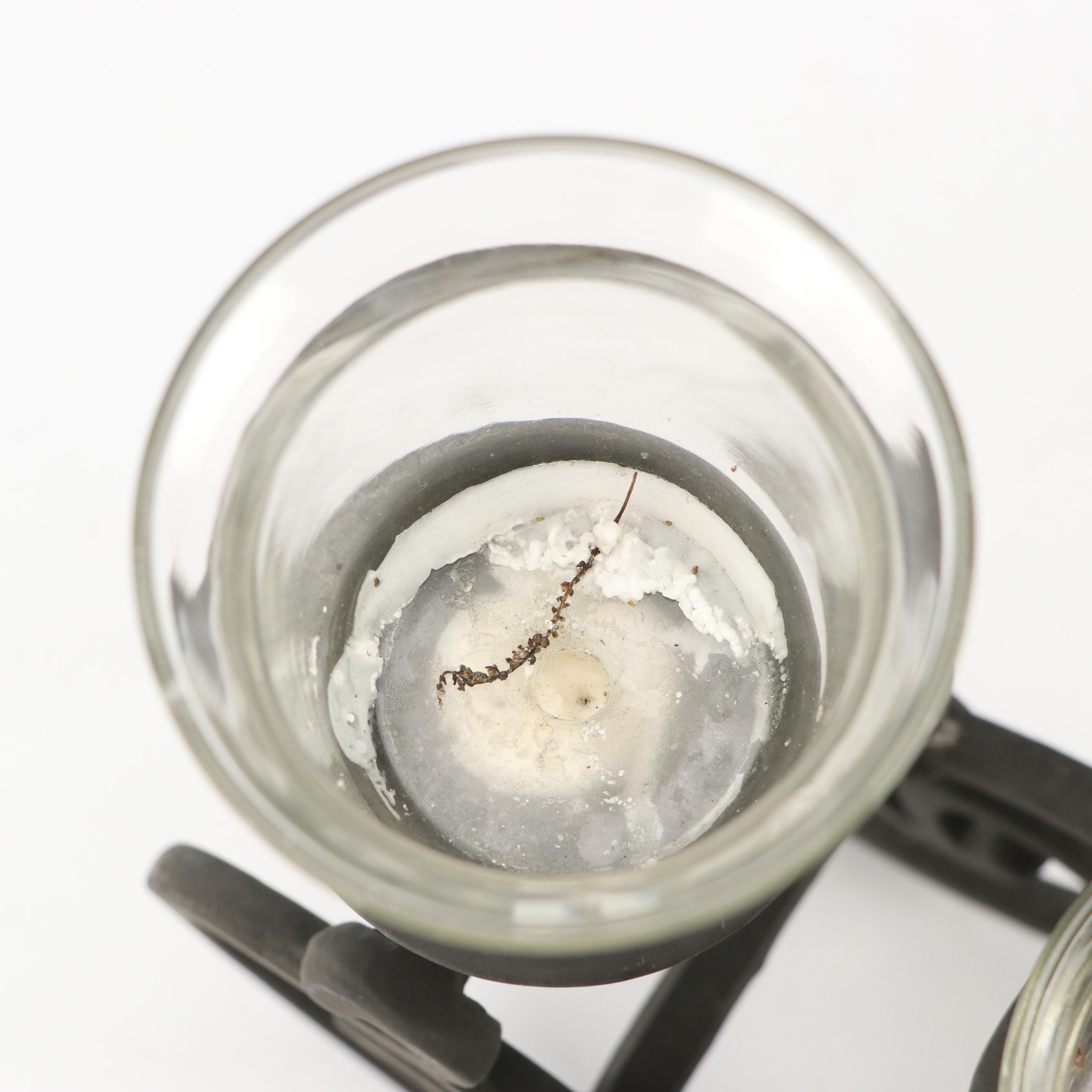 Art Nouveau Style Scrolled Wrought Iron Votive Holders with Yellow Ceramic Vase