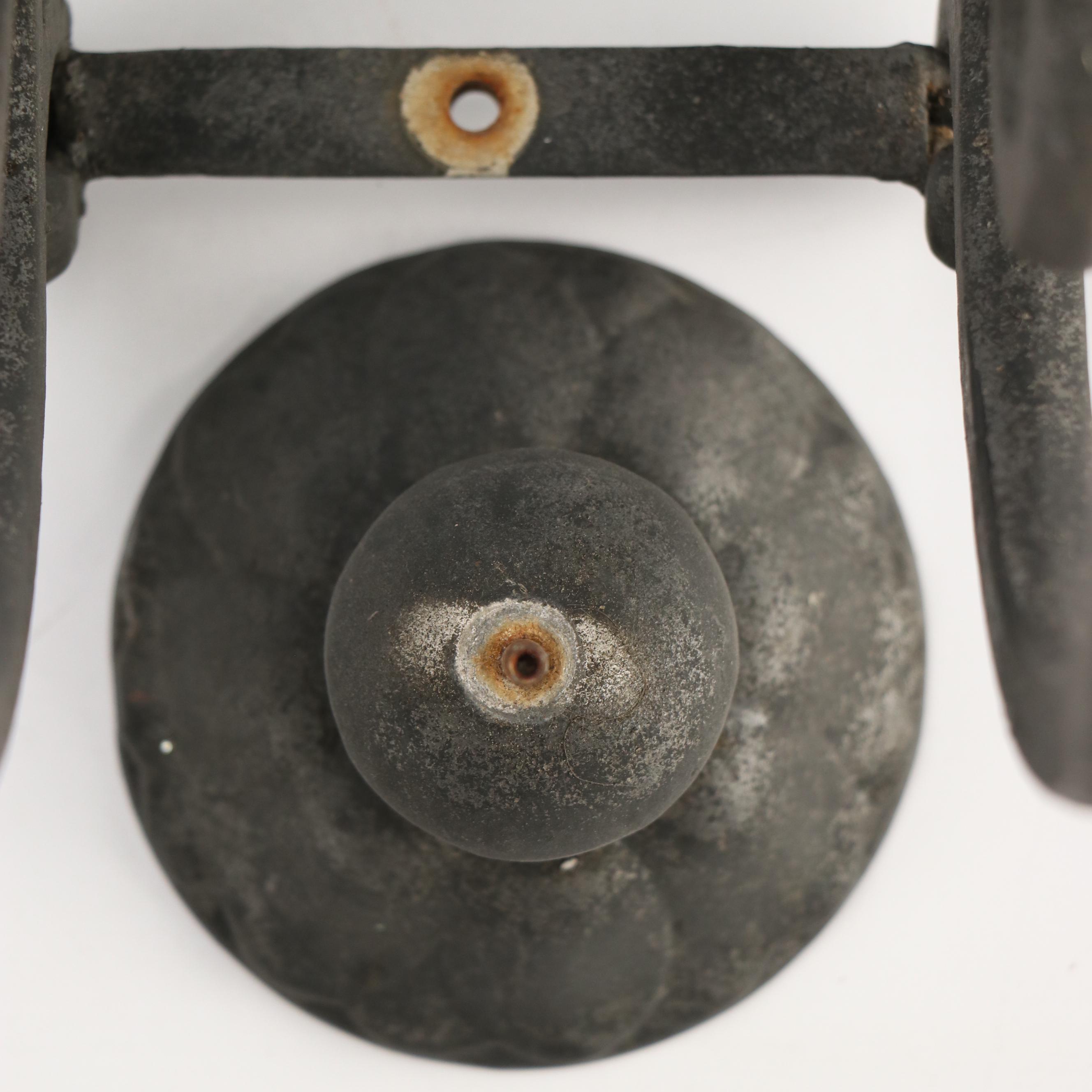 Art Nouveau Style Scrolled Wrought Iron Votive Holders with Yellow Ceramic Vase