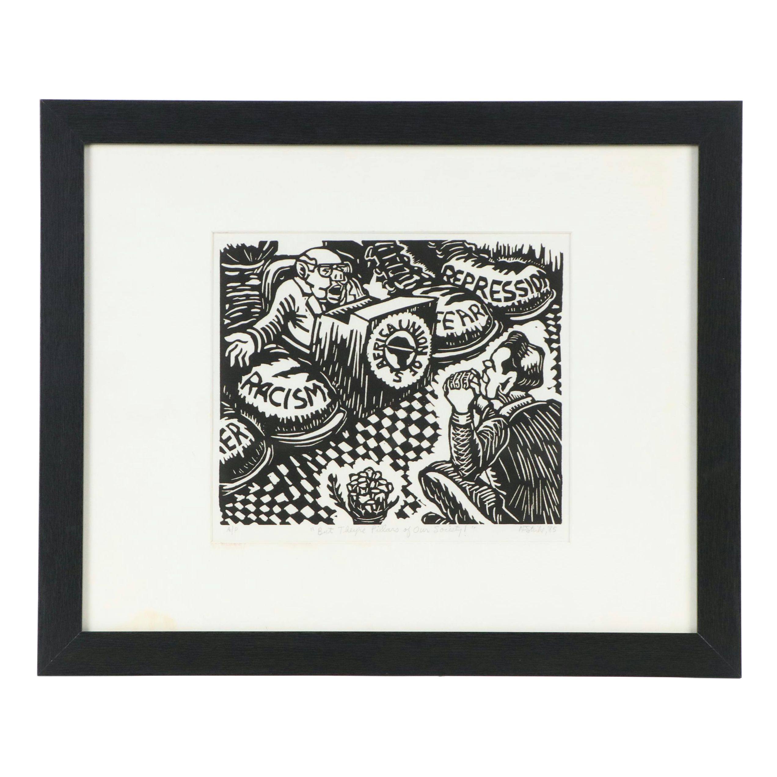 Relief Print "But They're Pillars of Our Society!" 1985