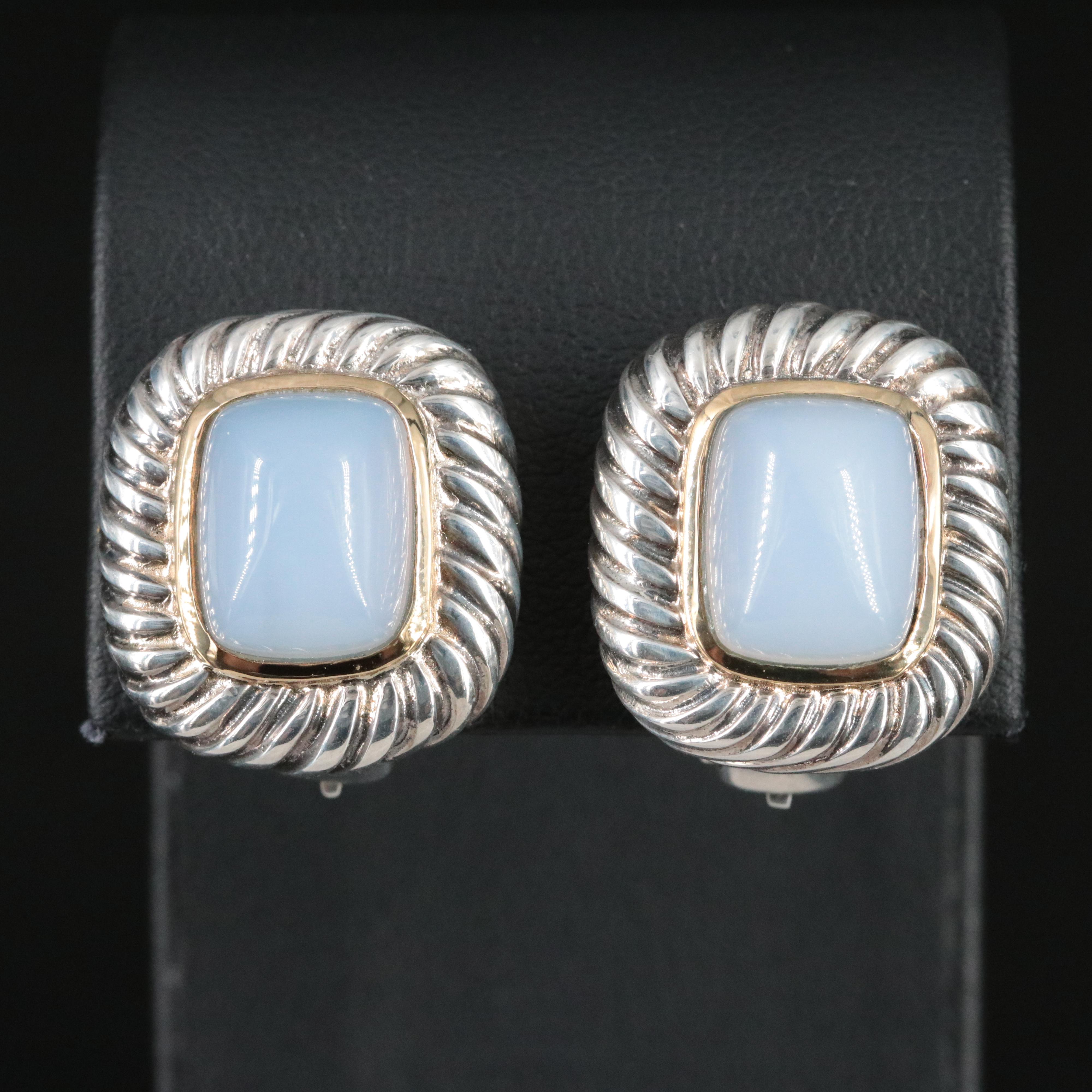 Flli Menegatti Sterling Chalcedony Drop Earrings with 18K Accents