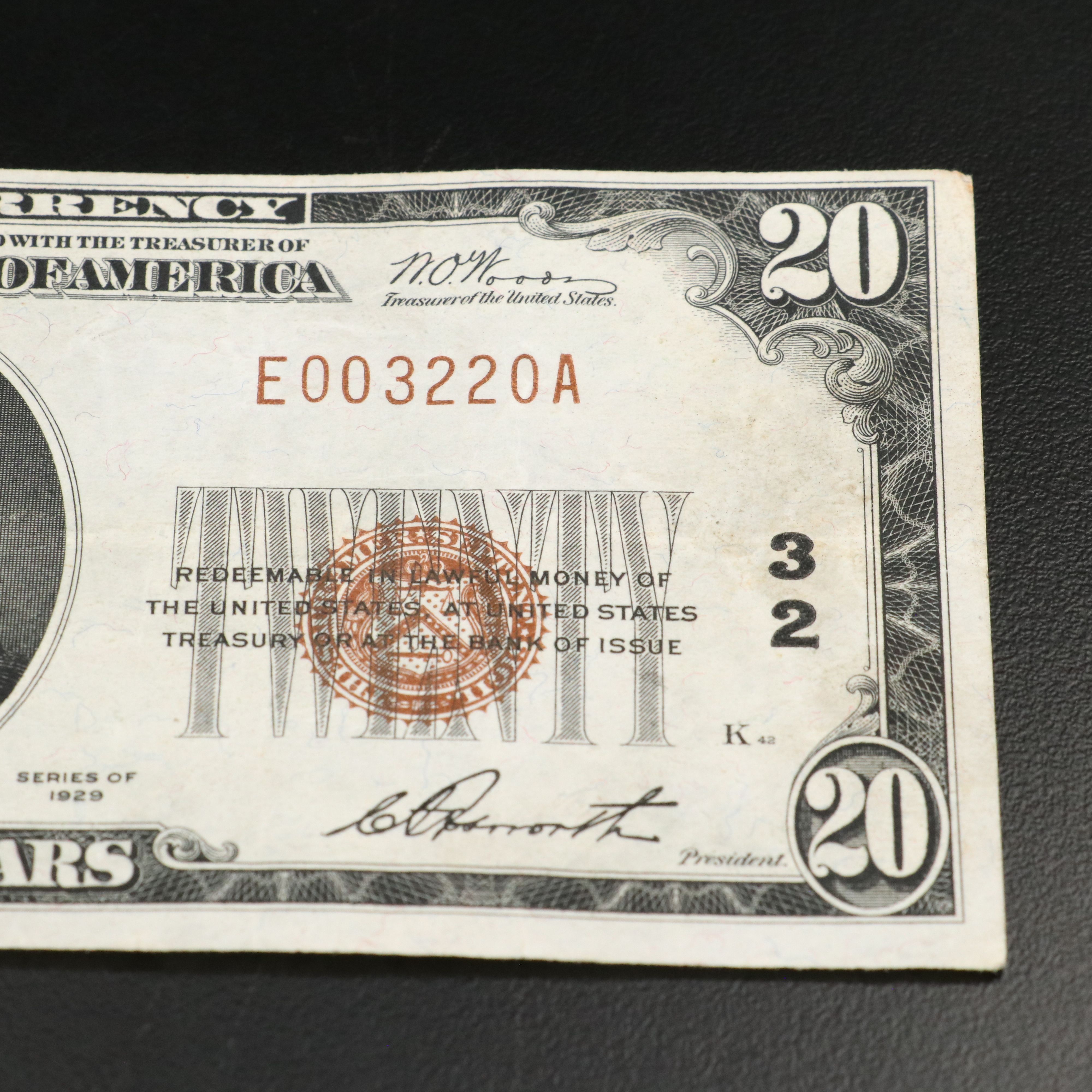 1929 $ 20, National Bank Note From the Second National Bank of Cincinnati, Ohio