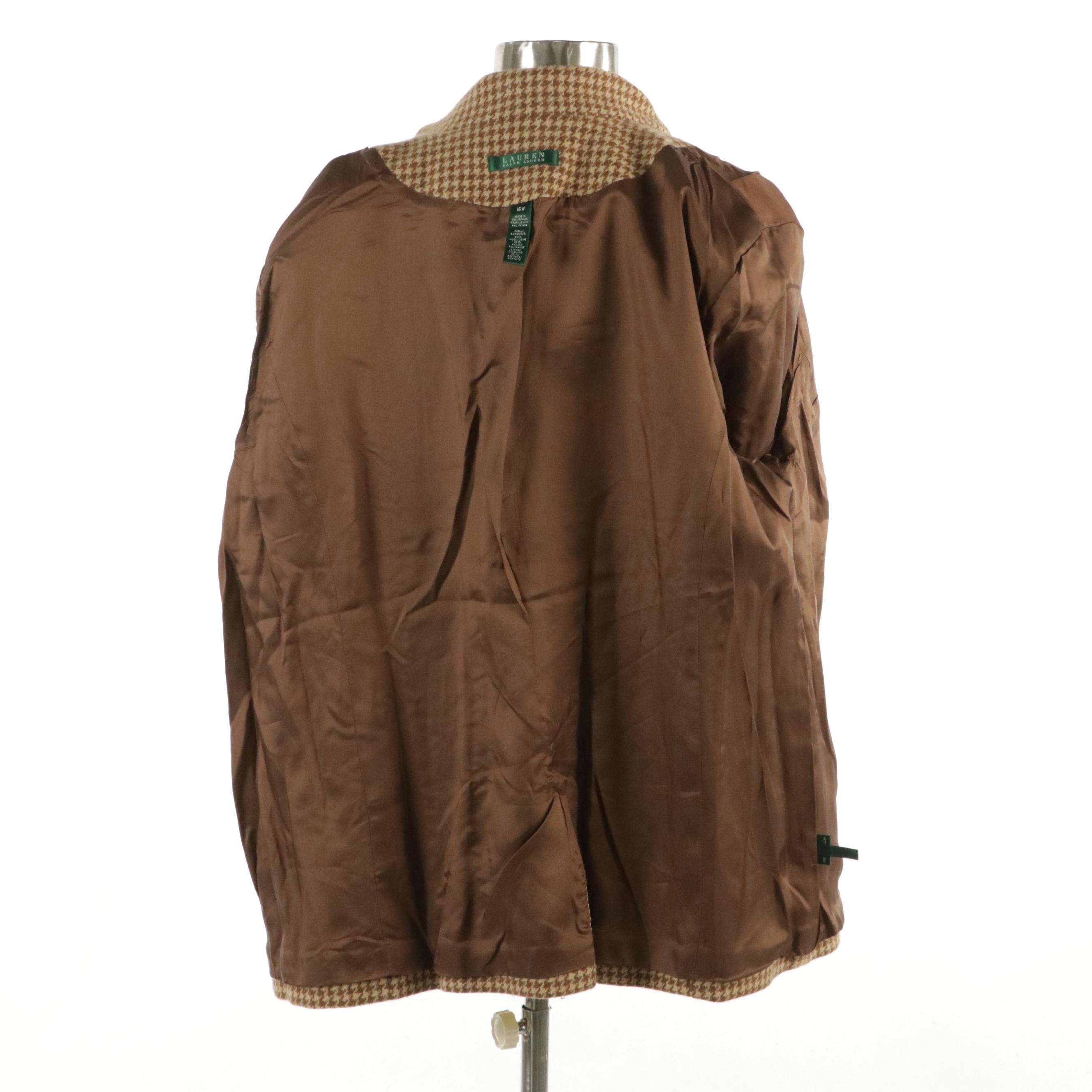 Lauren Ralph Lauren Houndstooth Wool Blend Blazer