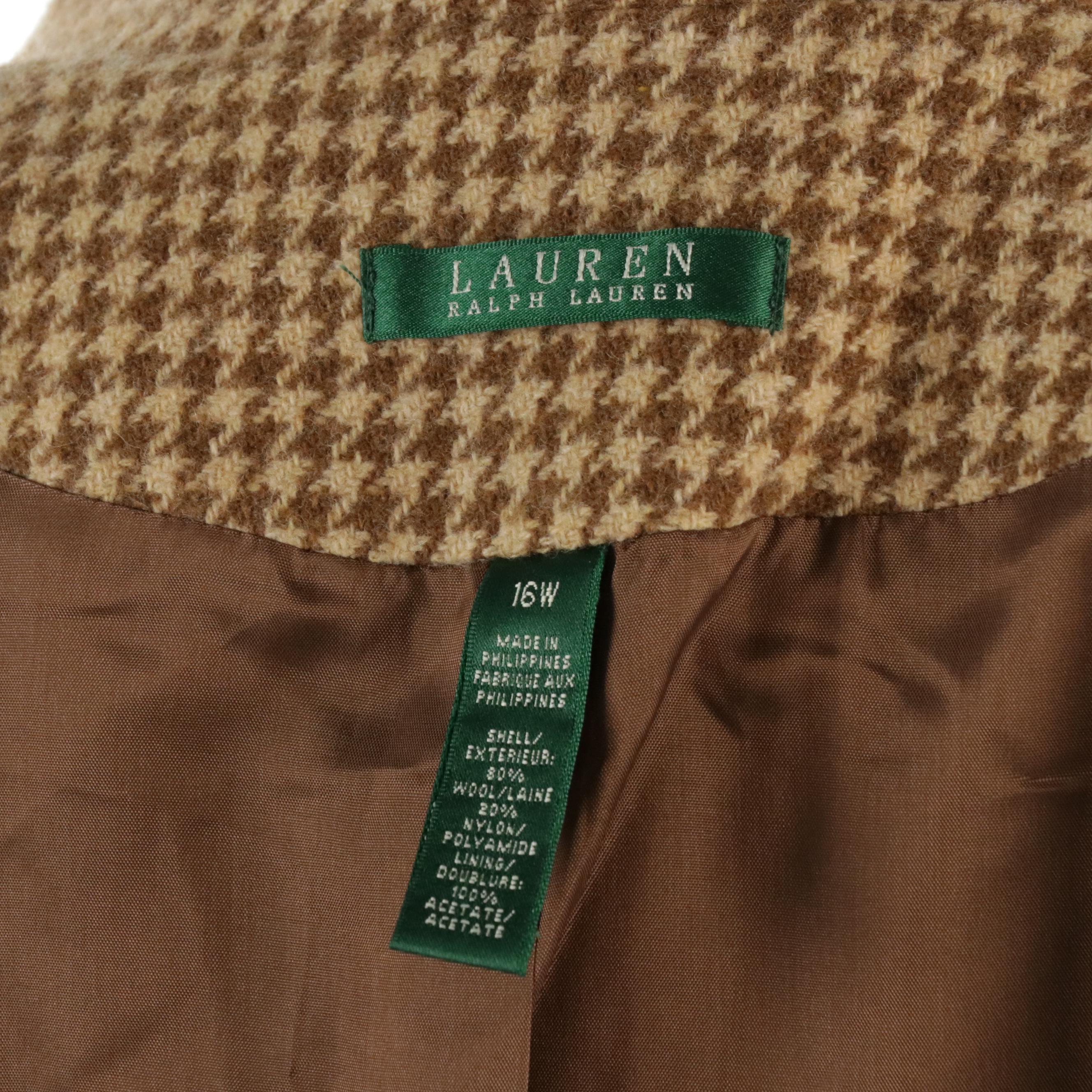 Lauren Ralph Lauren Houndstooth Wool Blend Blazer