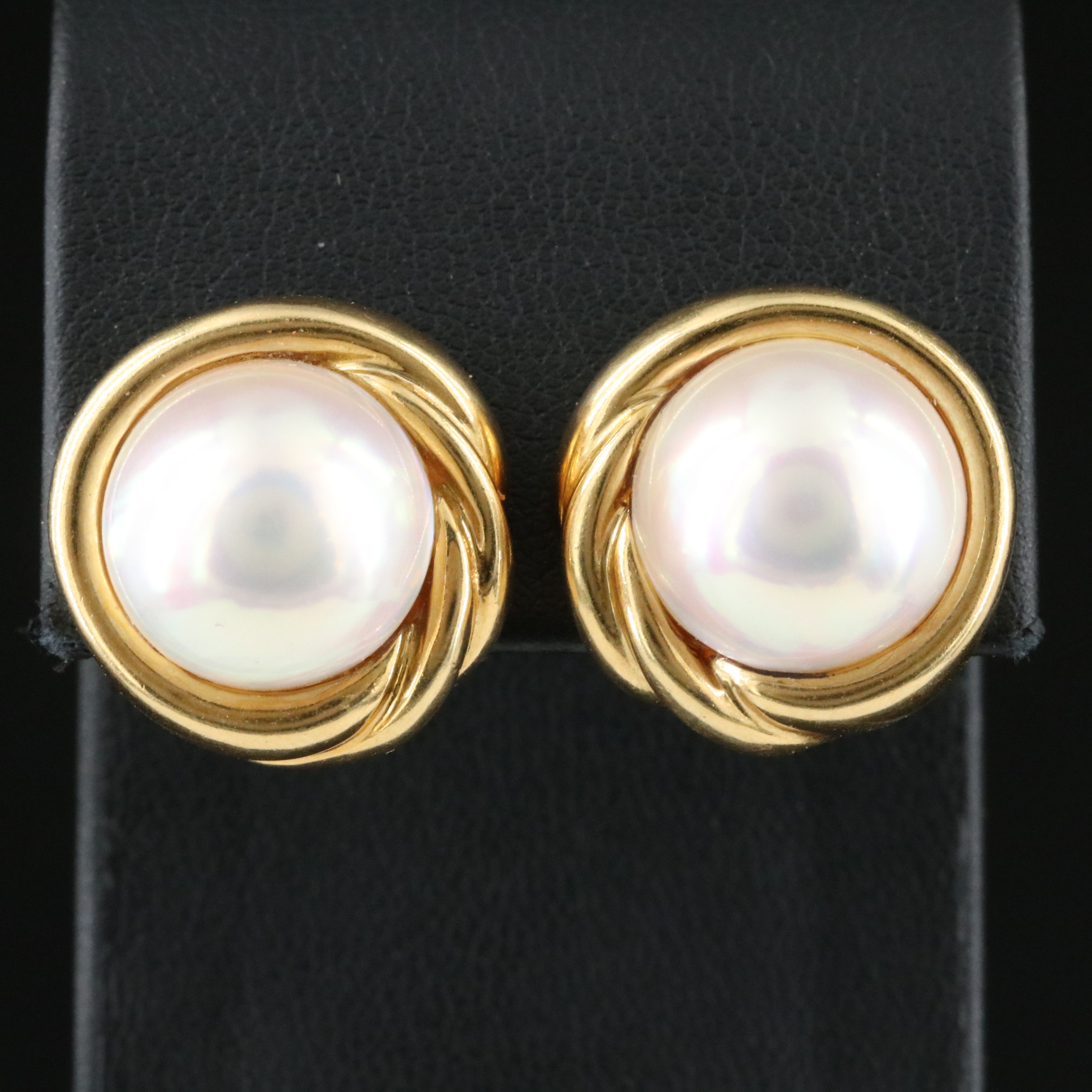 Mikimoto 18K Mabé Pearl Earrings