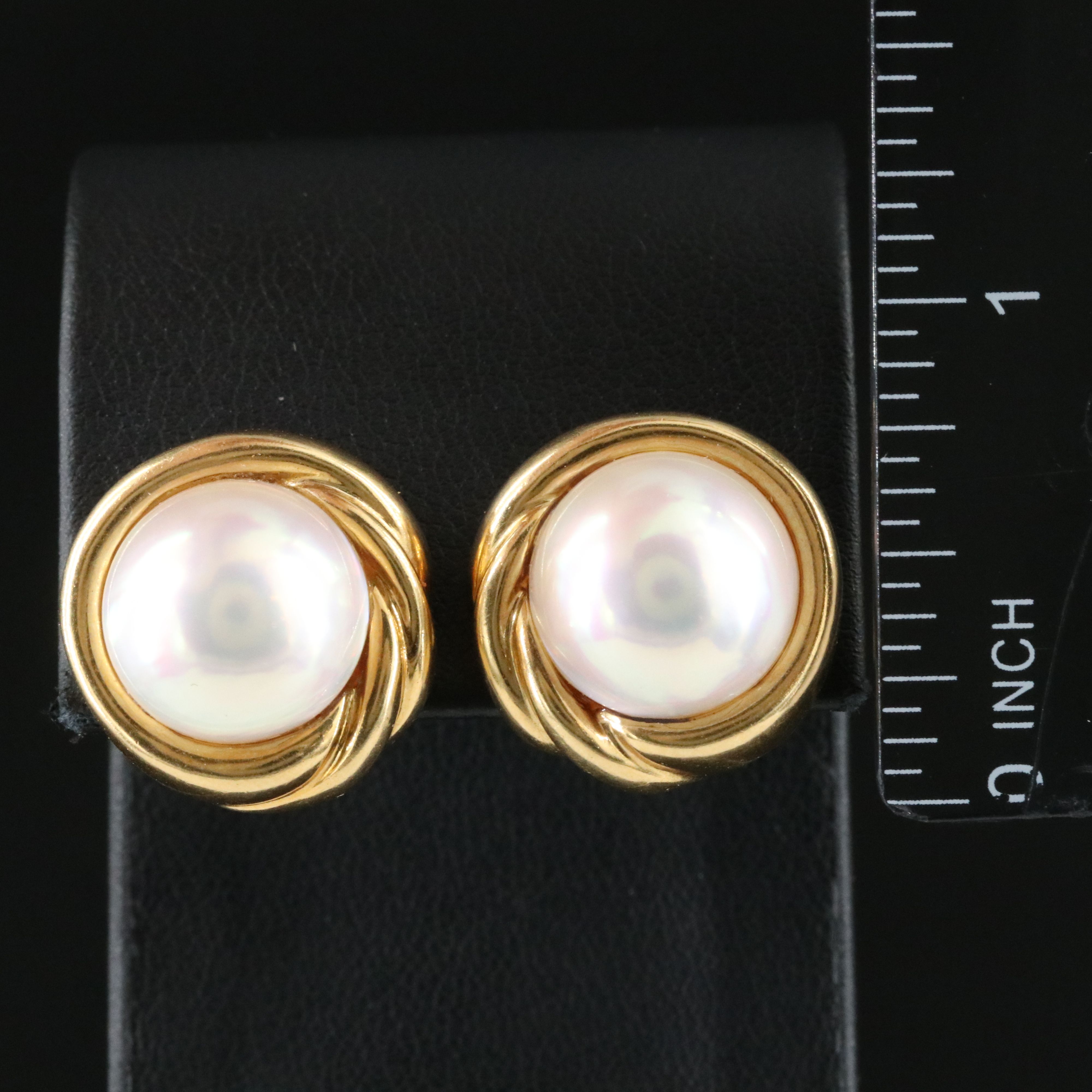 Mikimoto 18K Mabé Pearl Earrings