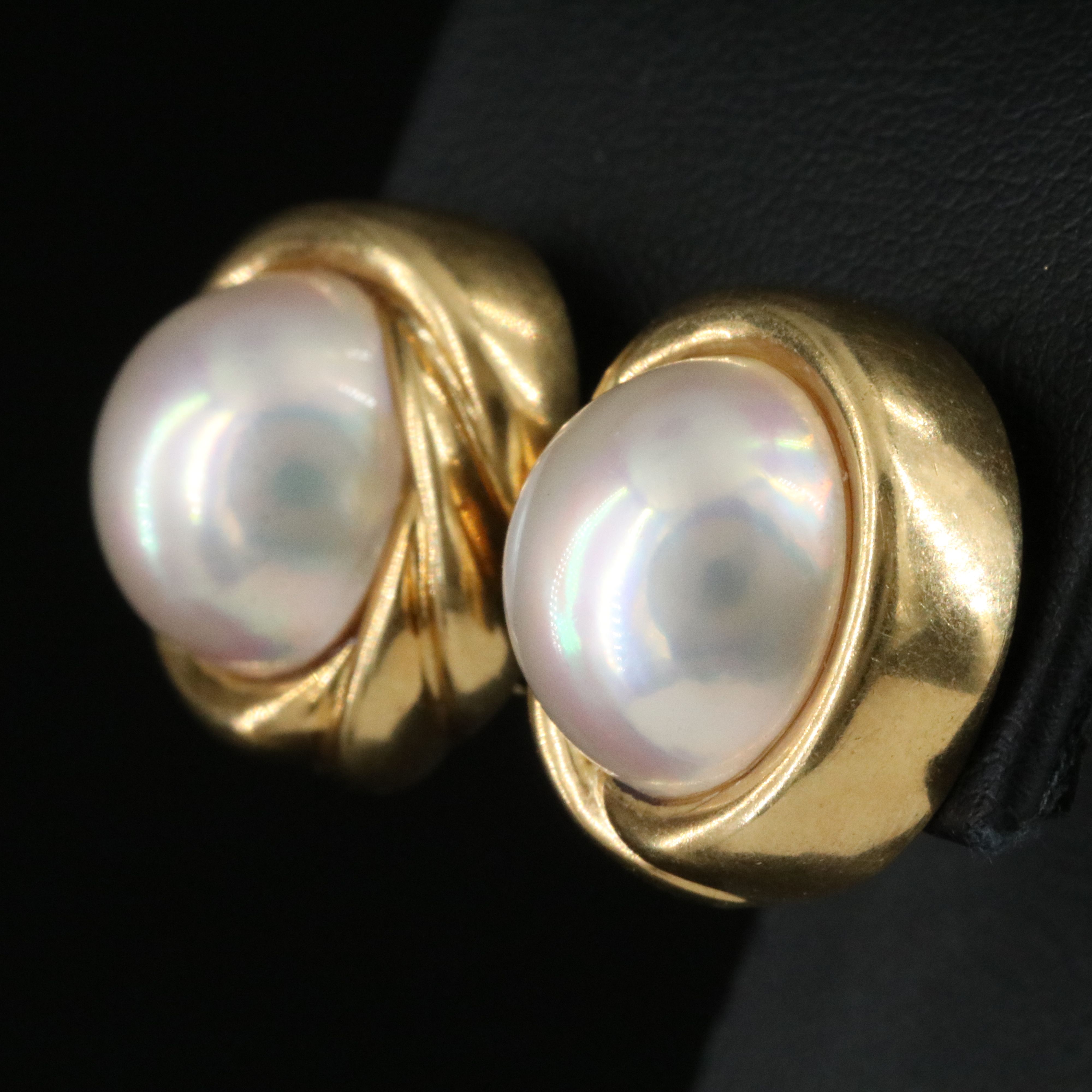 Mikimoto 18K Mabé Pearl Earrings