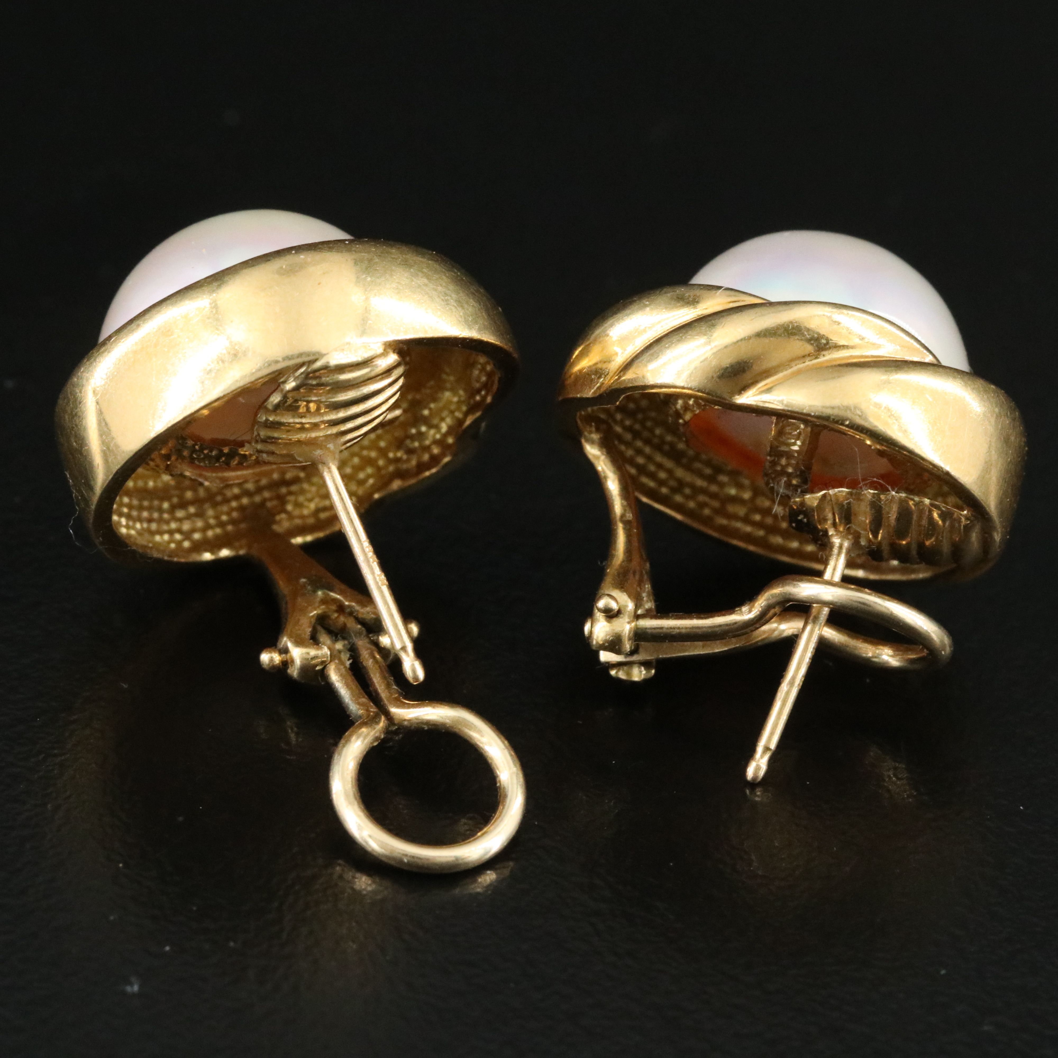 Mikimoto 18K Mabé Pearl Earrings