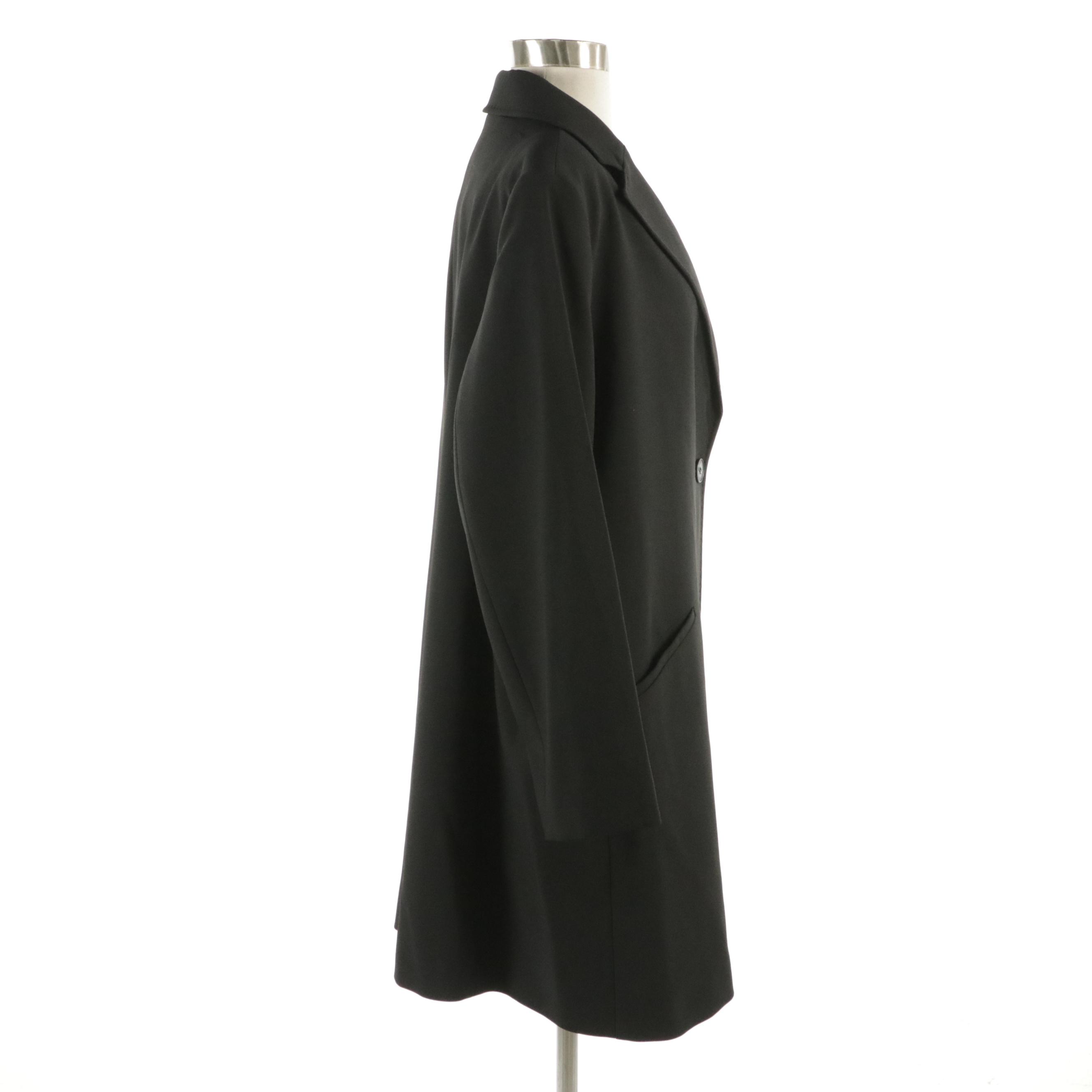 Lauren Ralph Lauren Single-Button Long Blazer in Black Polyester Blend