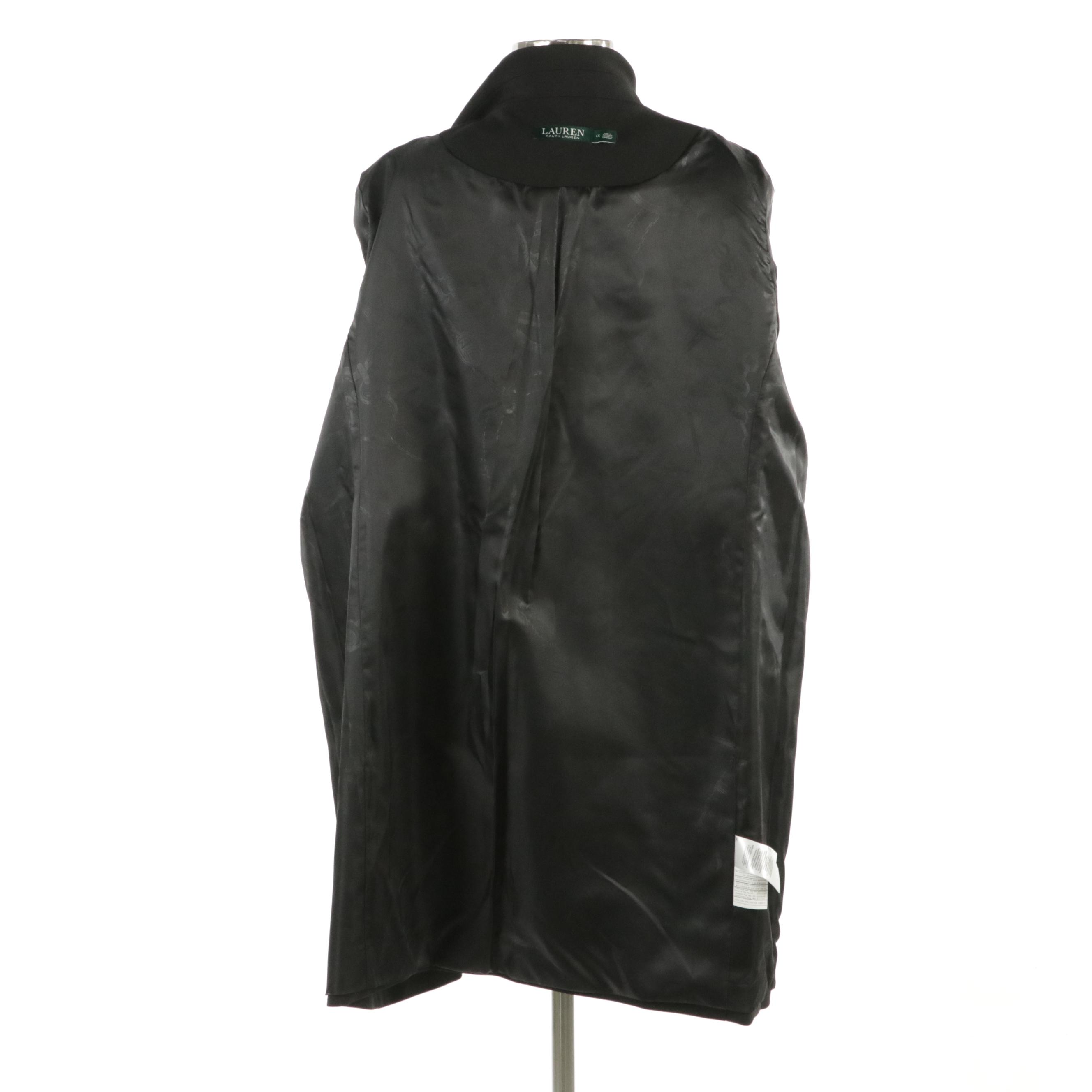 Lauren Ralph Lauren Single-Button Long Blazer in Black Polyester Blend