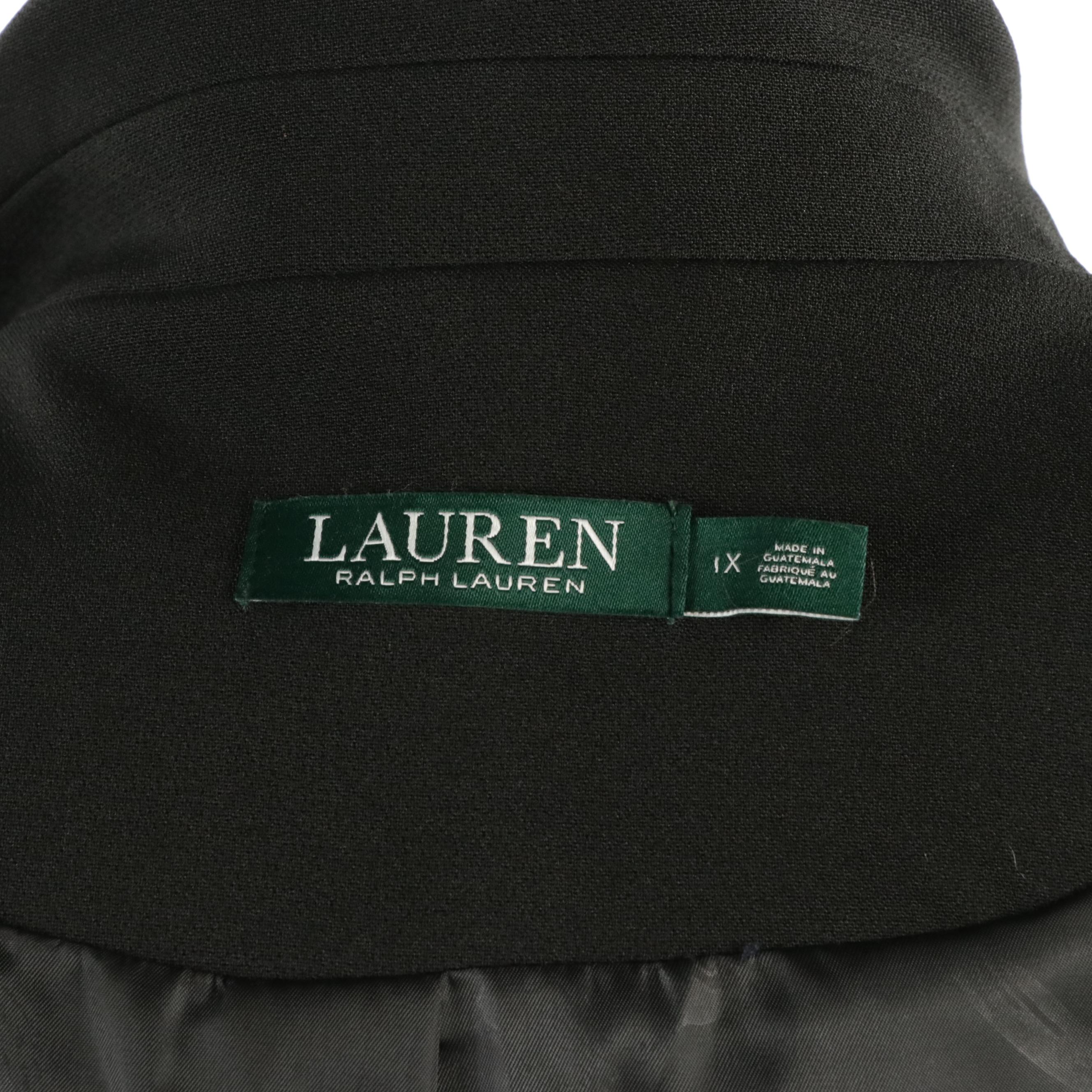 Lauren Ralph Lauren Single-Button Long Blazer in Black Polyester Blend