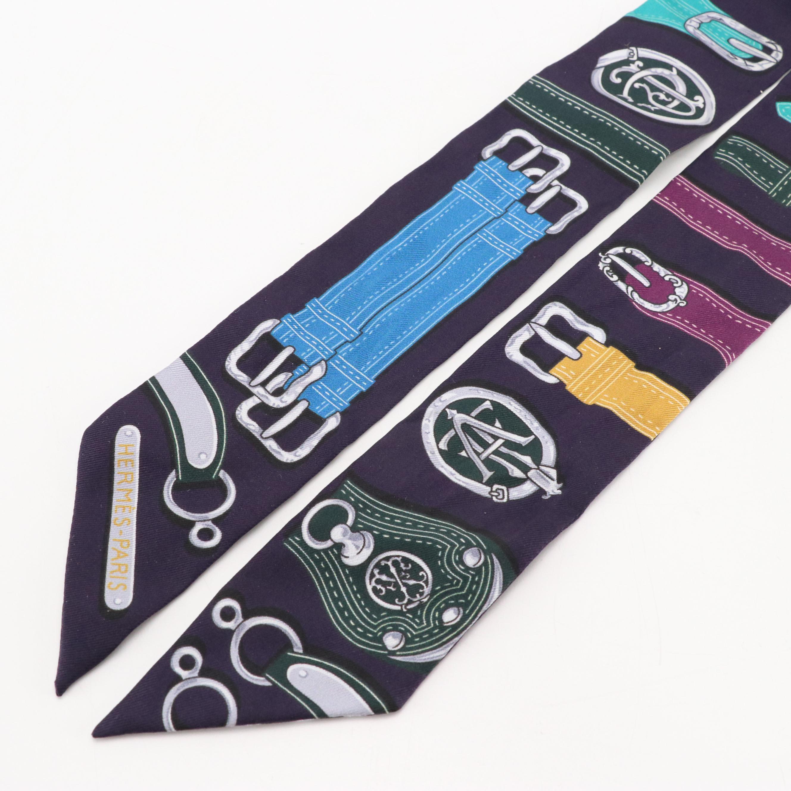 Hermès "Harnais des Présidents" Silk Twilly Scarf with Box