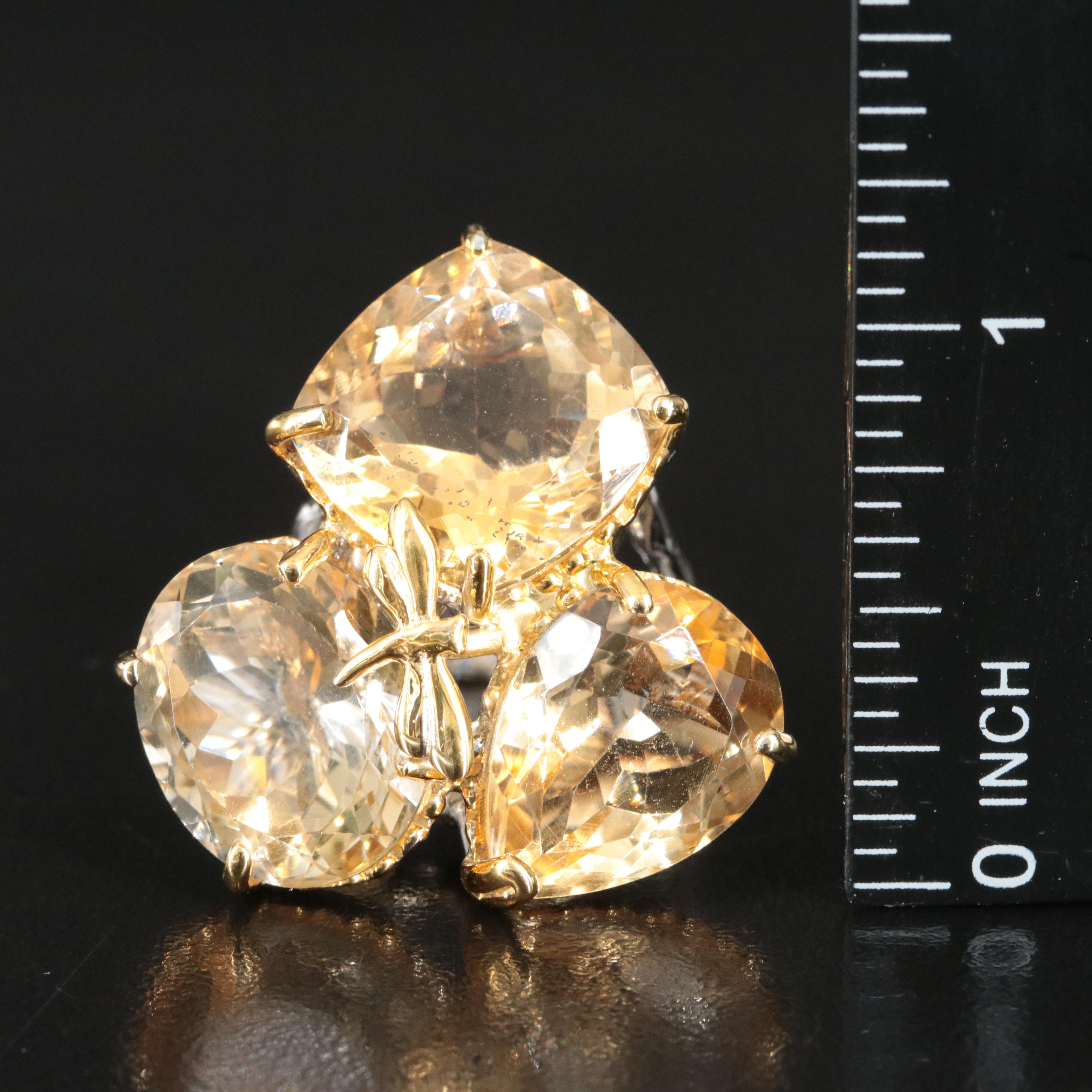 Sterling Citrine Three Stone Ring