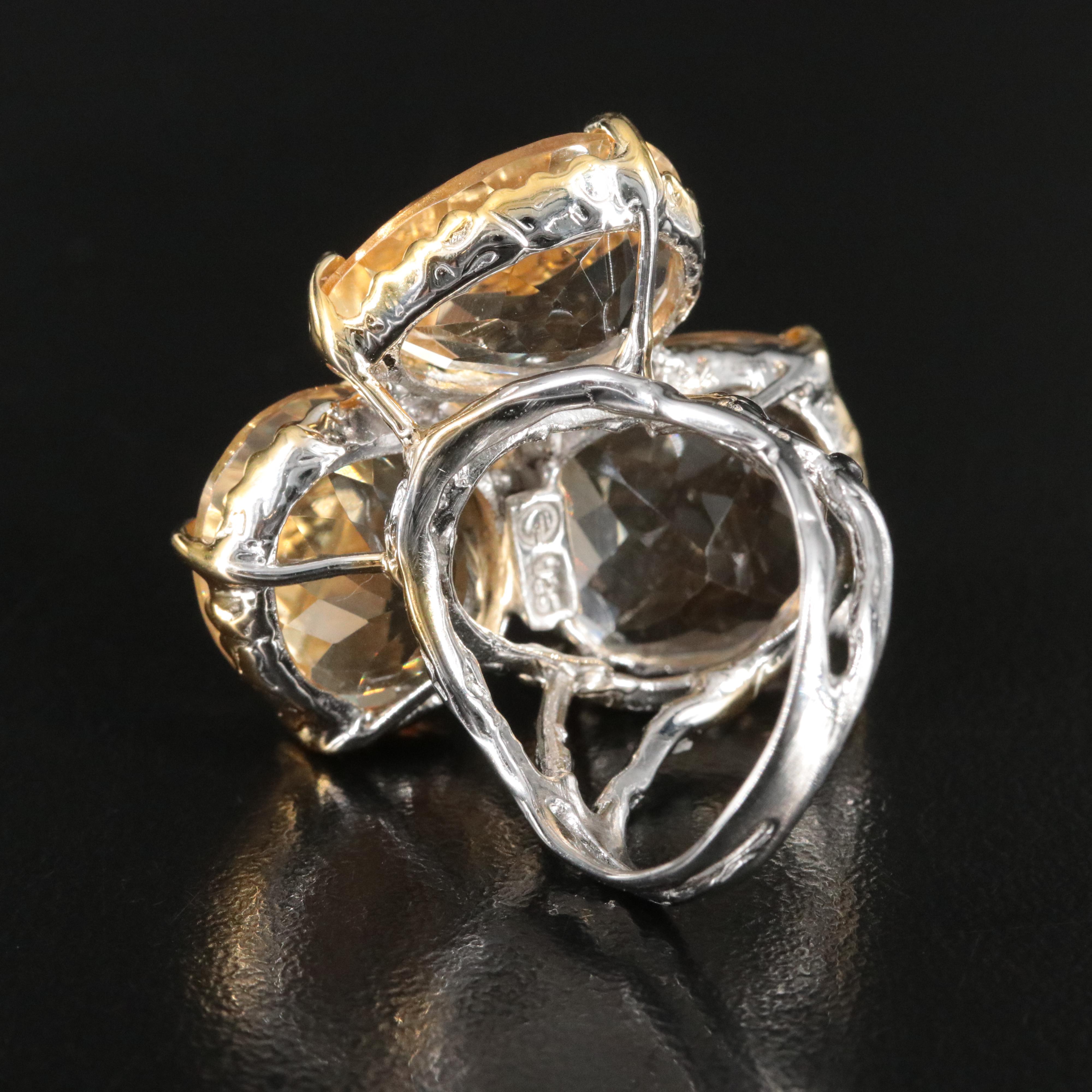 Sterling Citrine Three Stone Ring