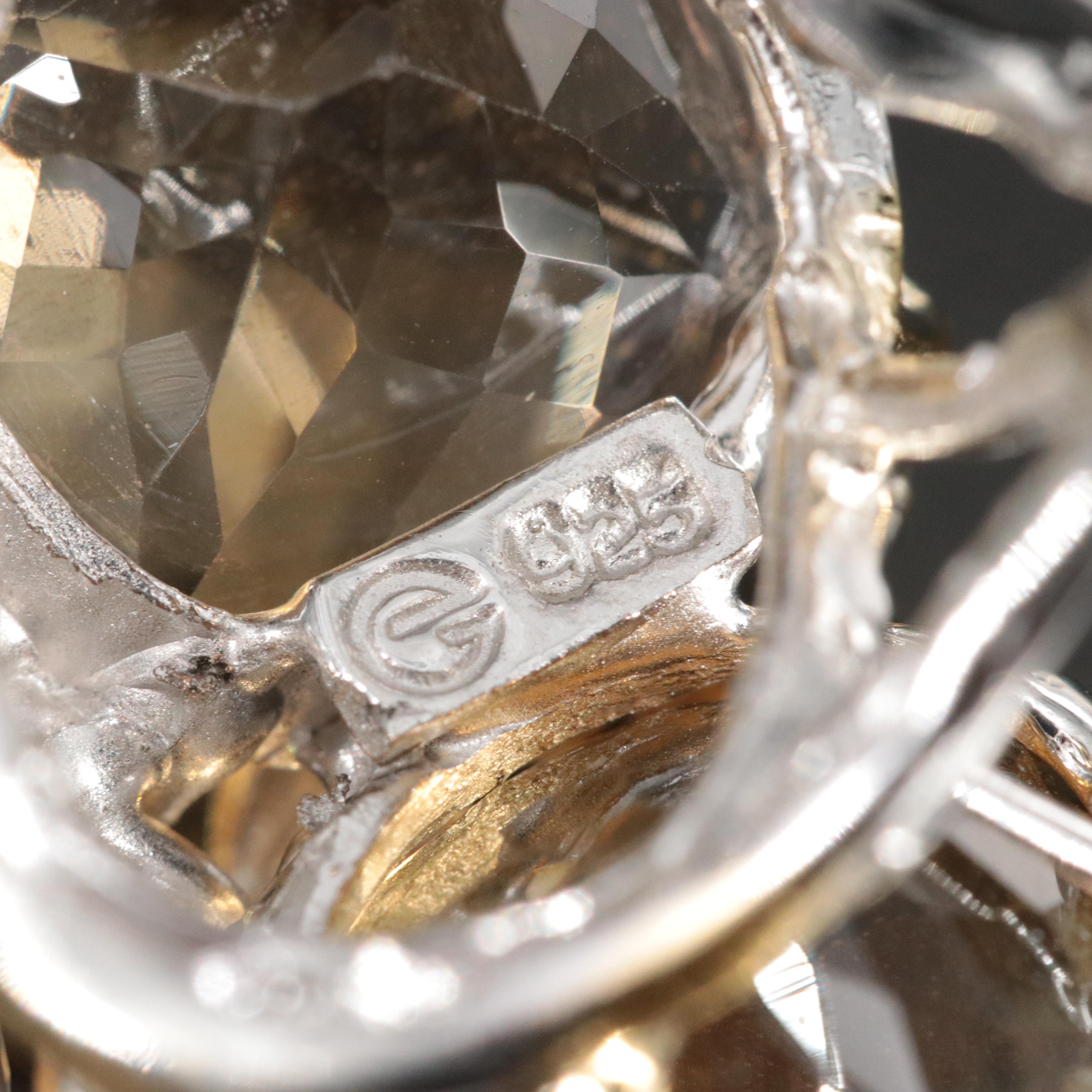 Sterling Citrine Three Stone Ring