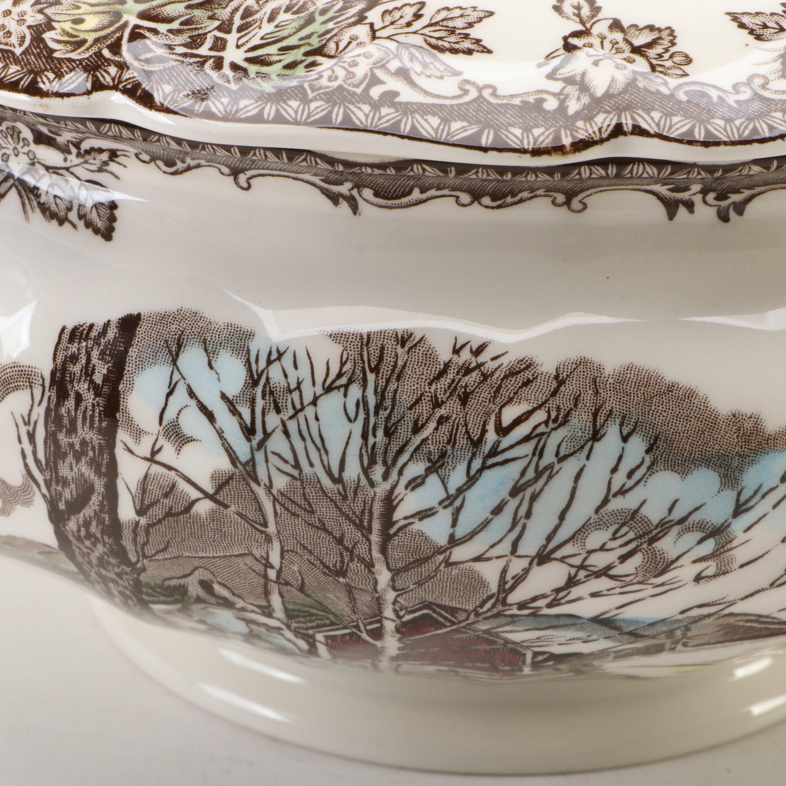 Johnson Bros. "The Friendly Village" Earthenware Lidded Tureen and Underplate