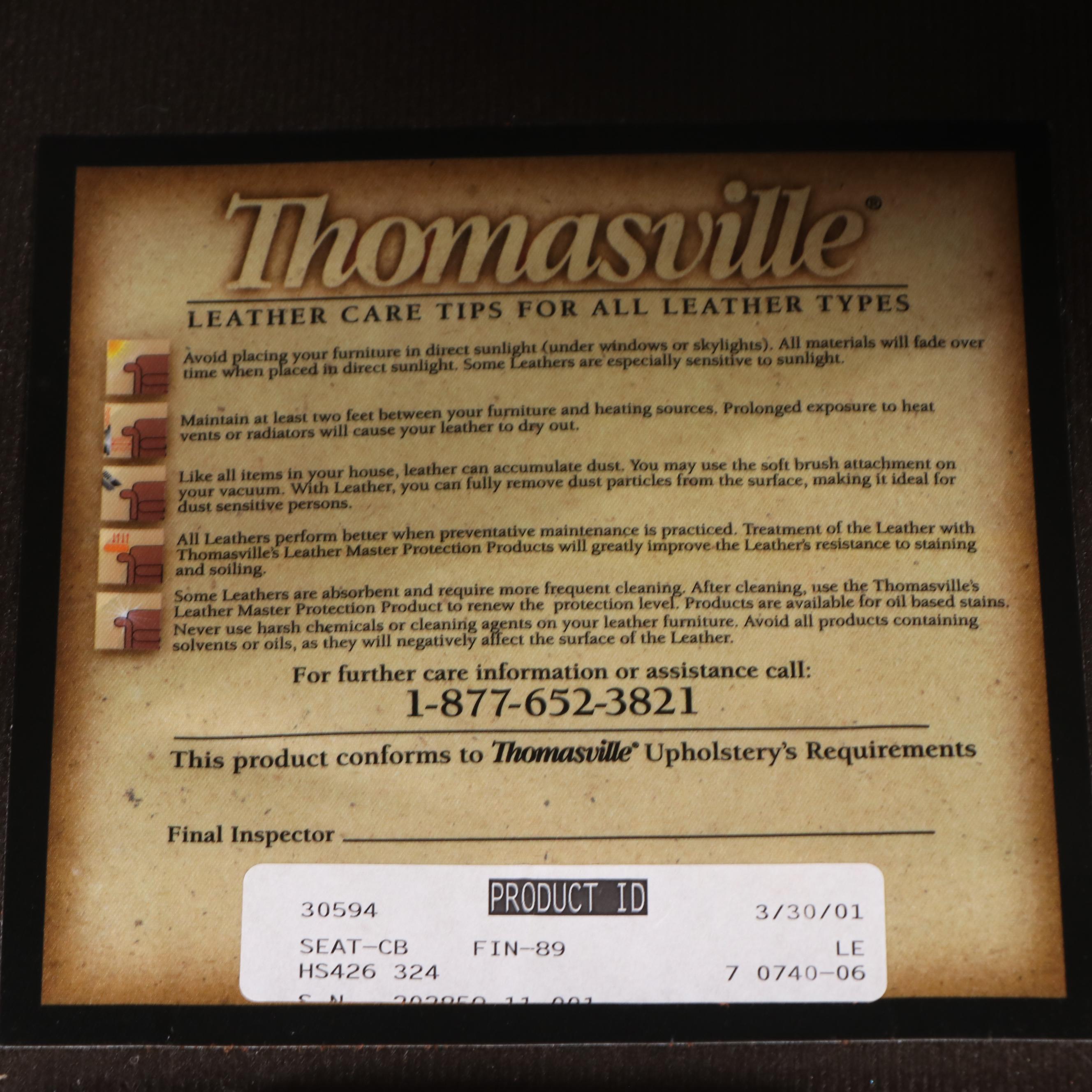 Thomasville Button-Tufted Leather Upholstered Club Chair and Ottoman