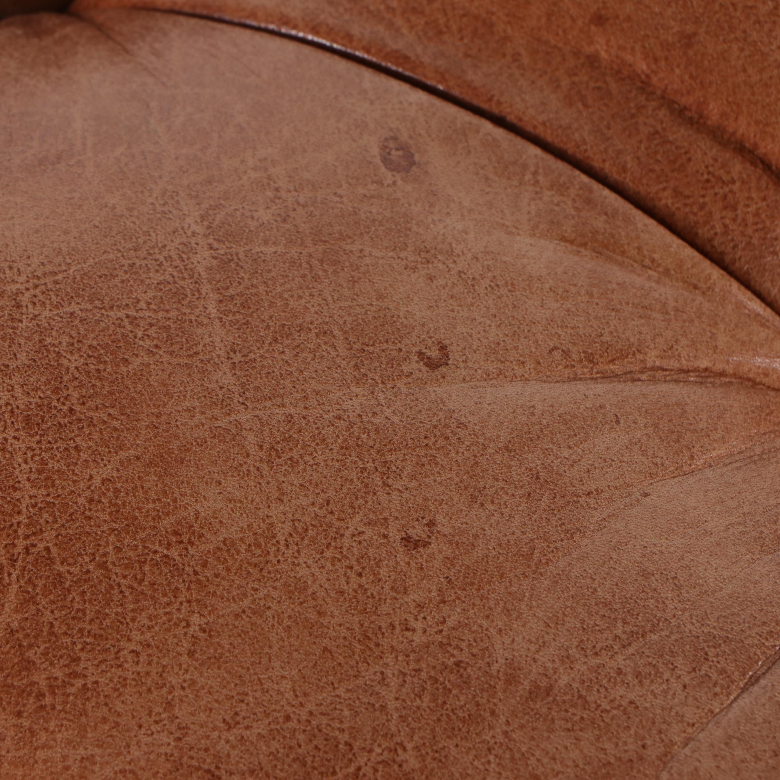 Thomasville Button-Tufted Leather Upholstered Club Chair and Ottoman