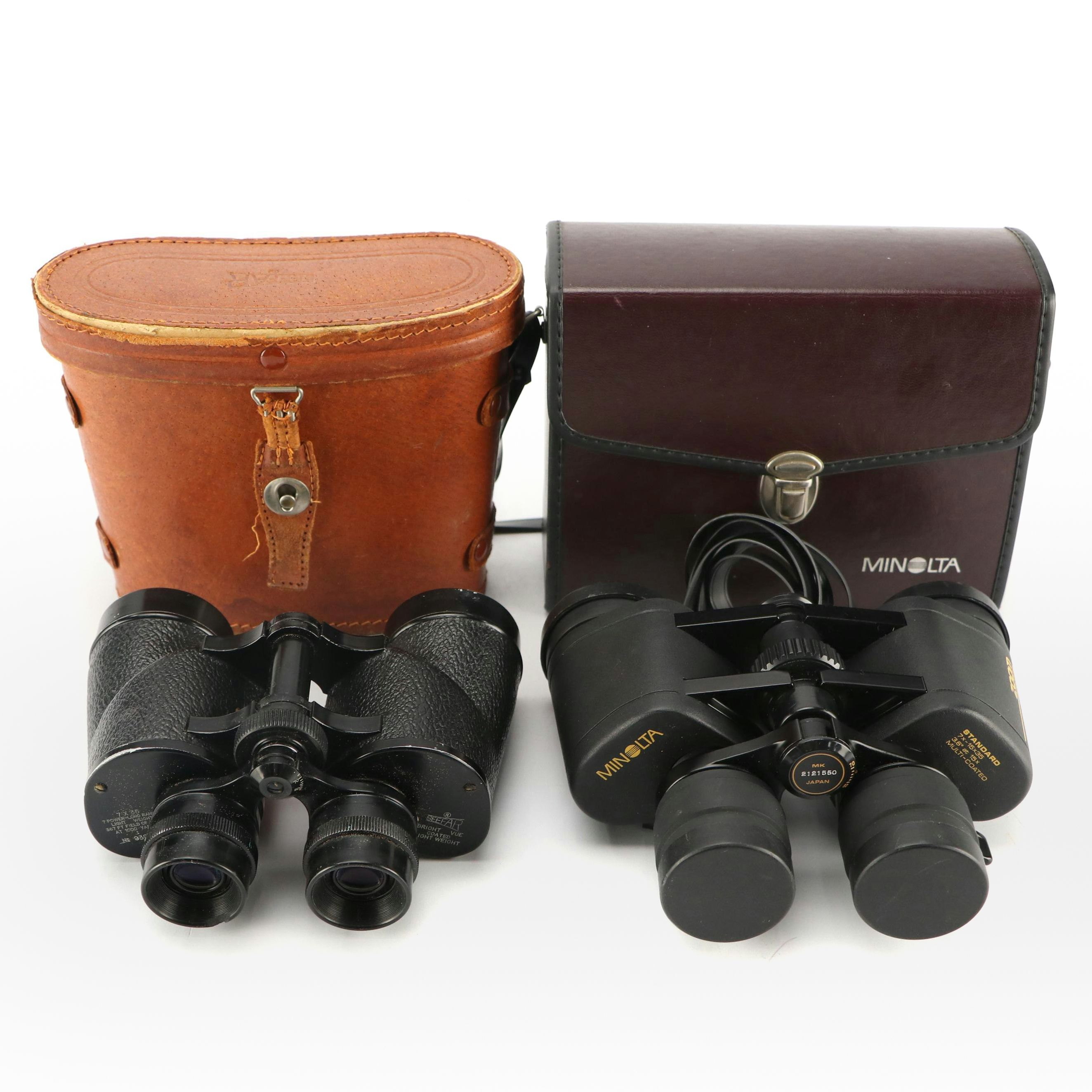 Minolta and Seefar Binoculars with Cases