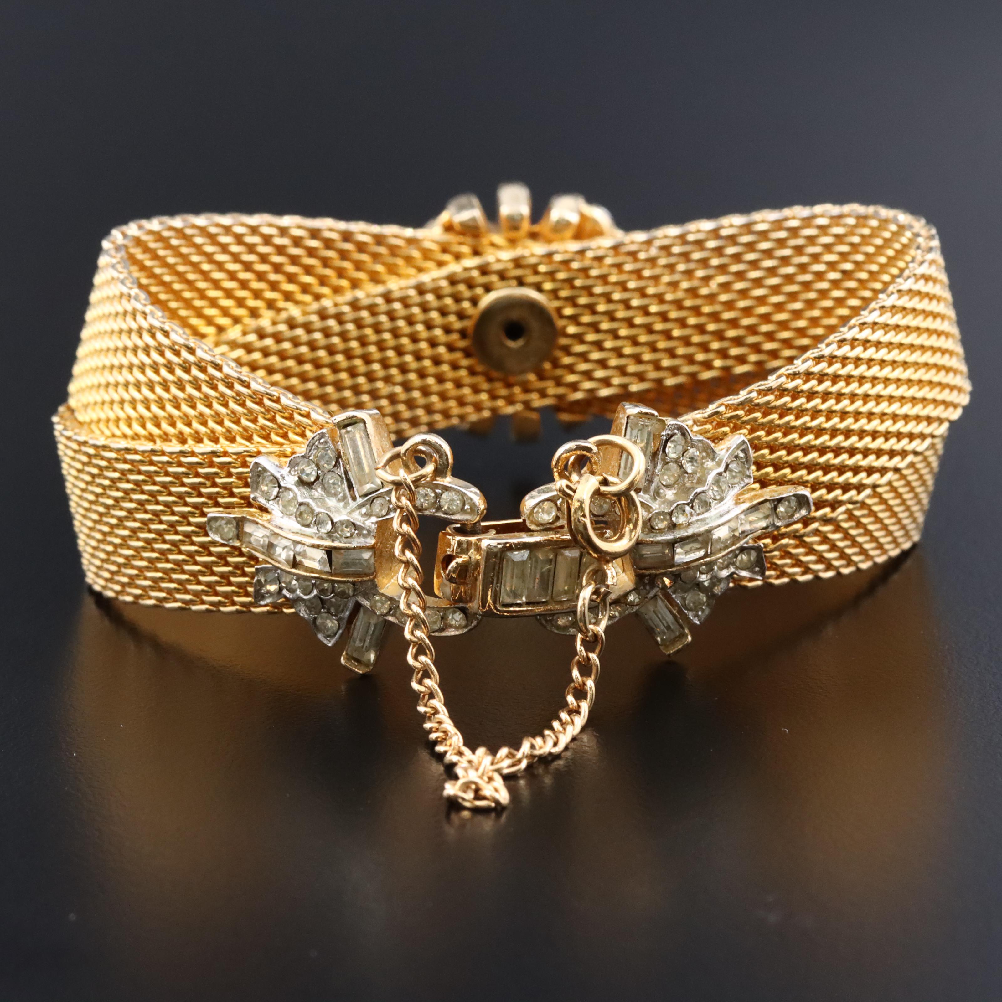 Vintage Francois Rhinestone Crossover Bracelet