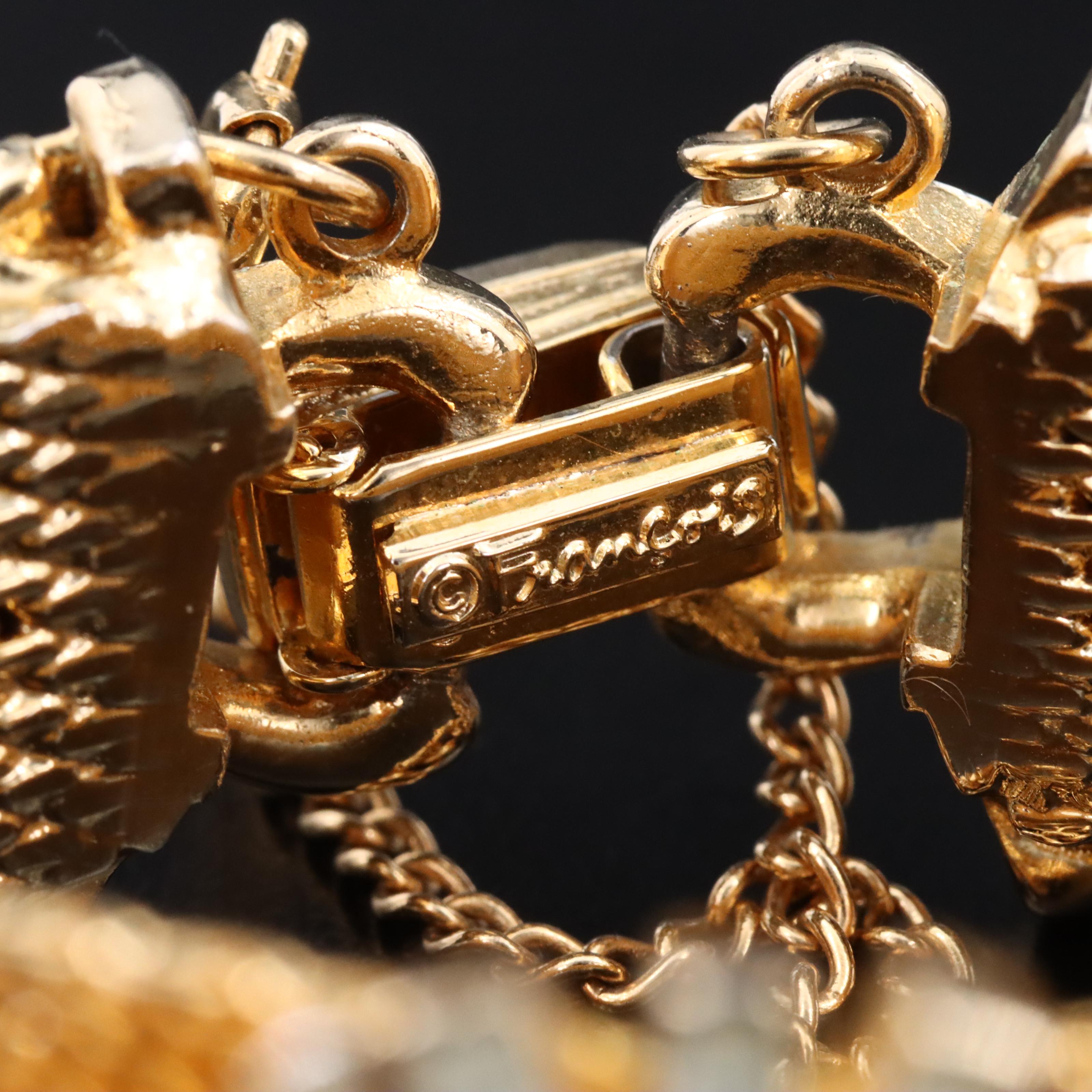 Vintage Francois Rhinestone Crossover Bracelet