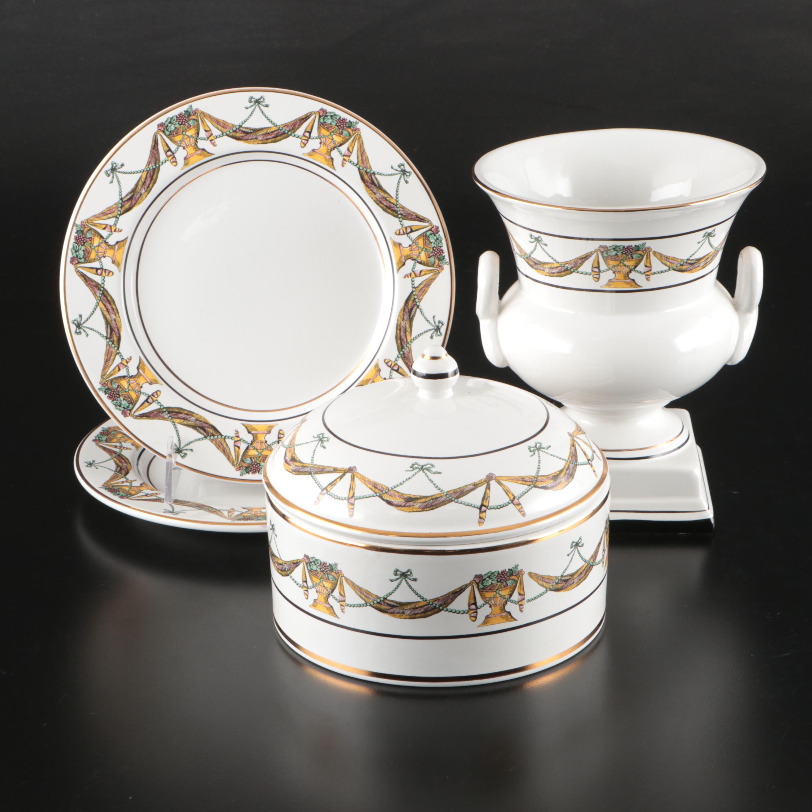 Great City Traders Ceramic Planter, Plates, and Lidded Bowl