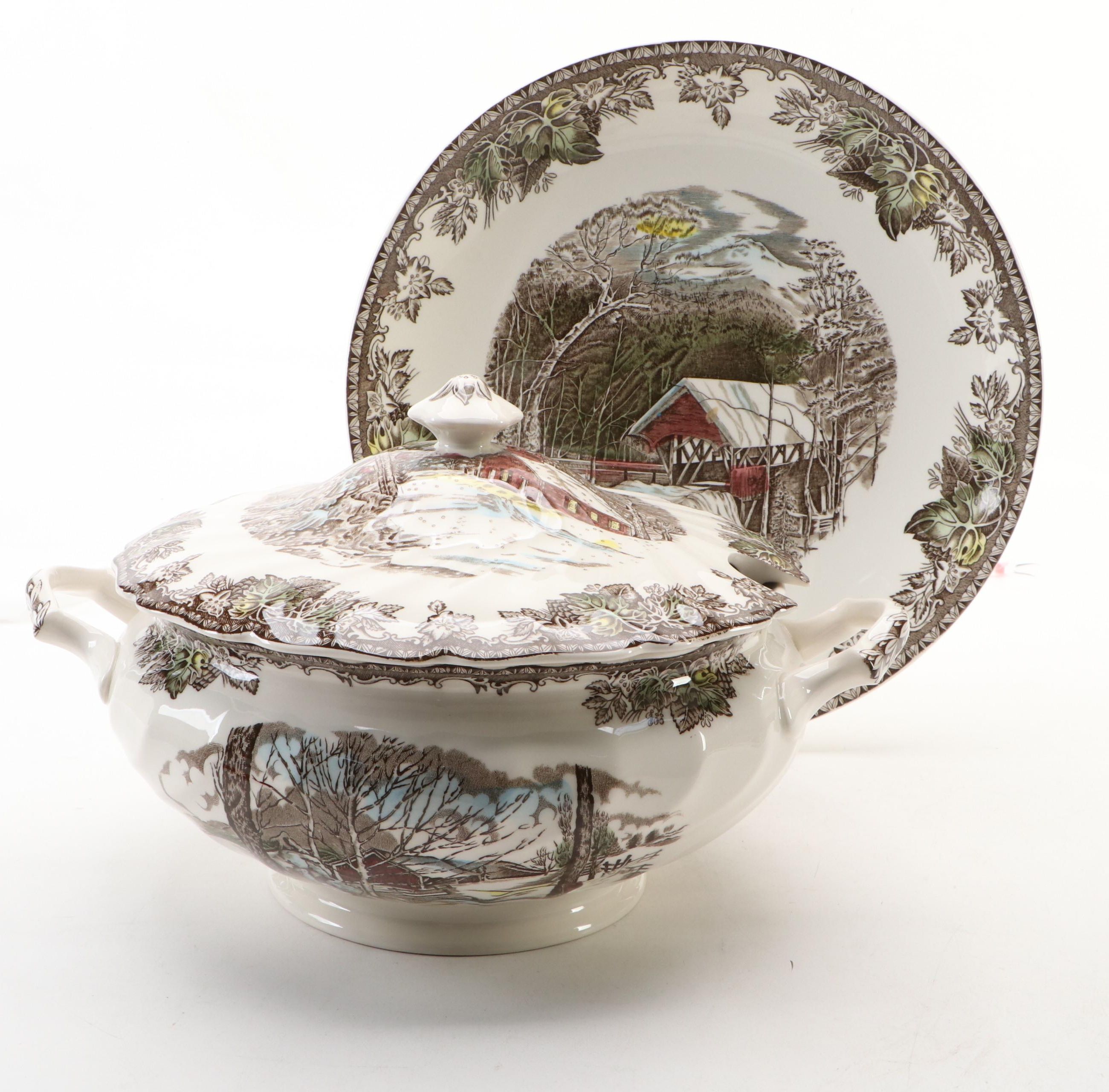 Johnson Bros. "The Friendly Village" Earthenware Lidded Tureen and Underplate