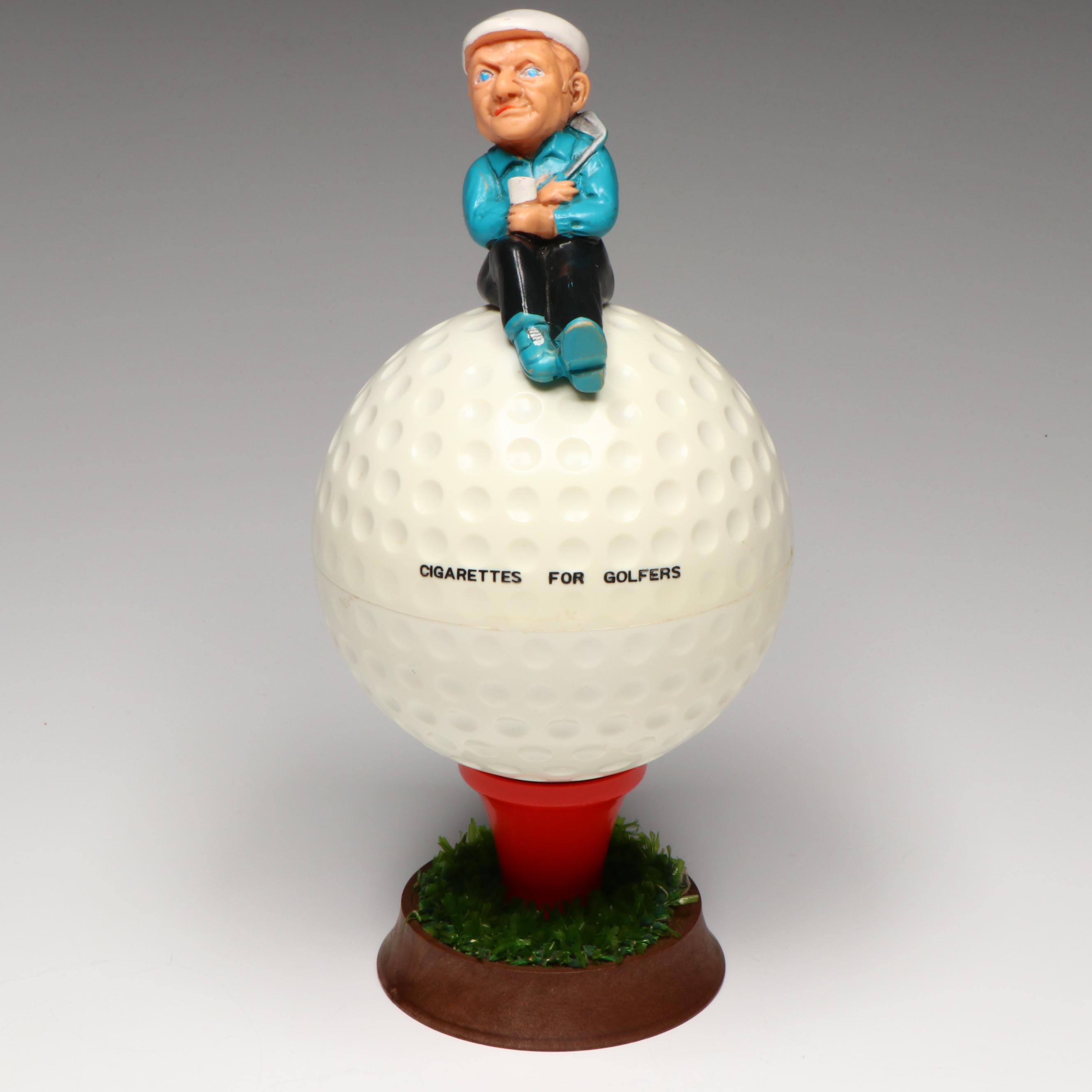 Royal London Cigarette Stand with Ceramic Golf Ball Lighter and Glass Ashtray