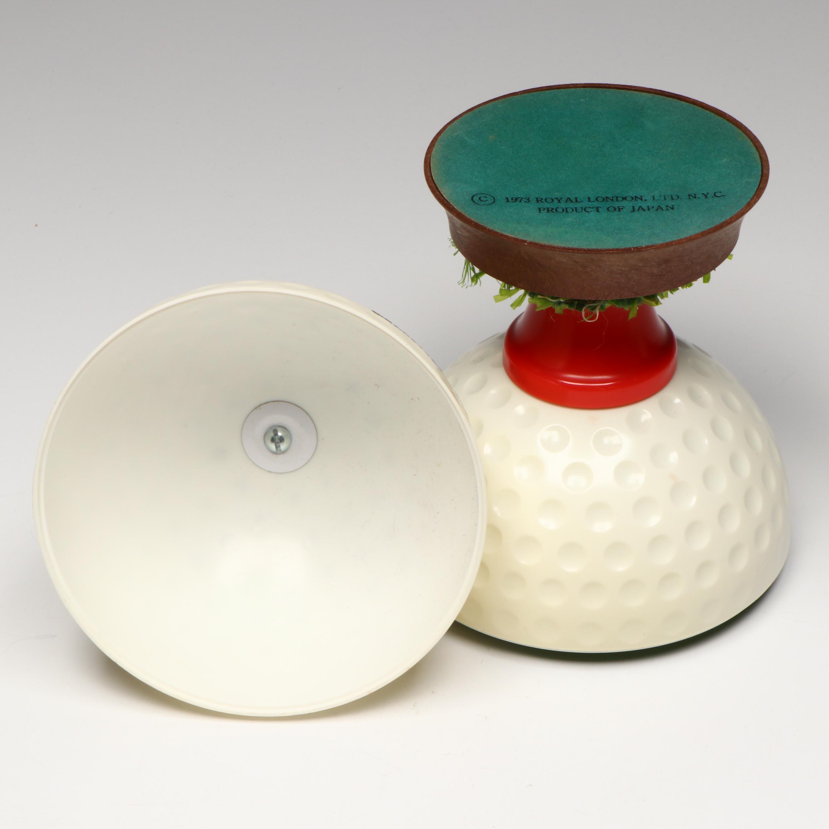 Royal London Cigarette Stand with Ceramic Golf Ball Lighter and Glass Ashtray